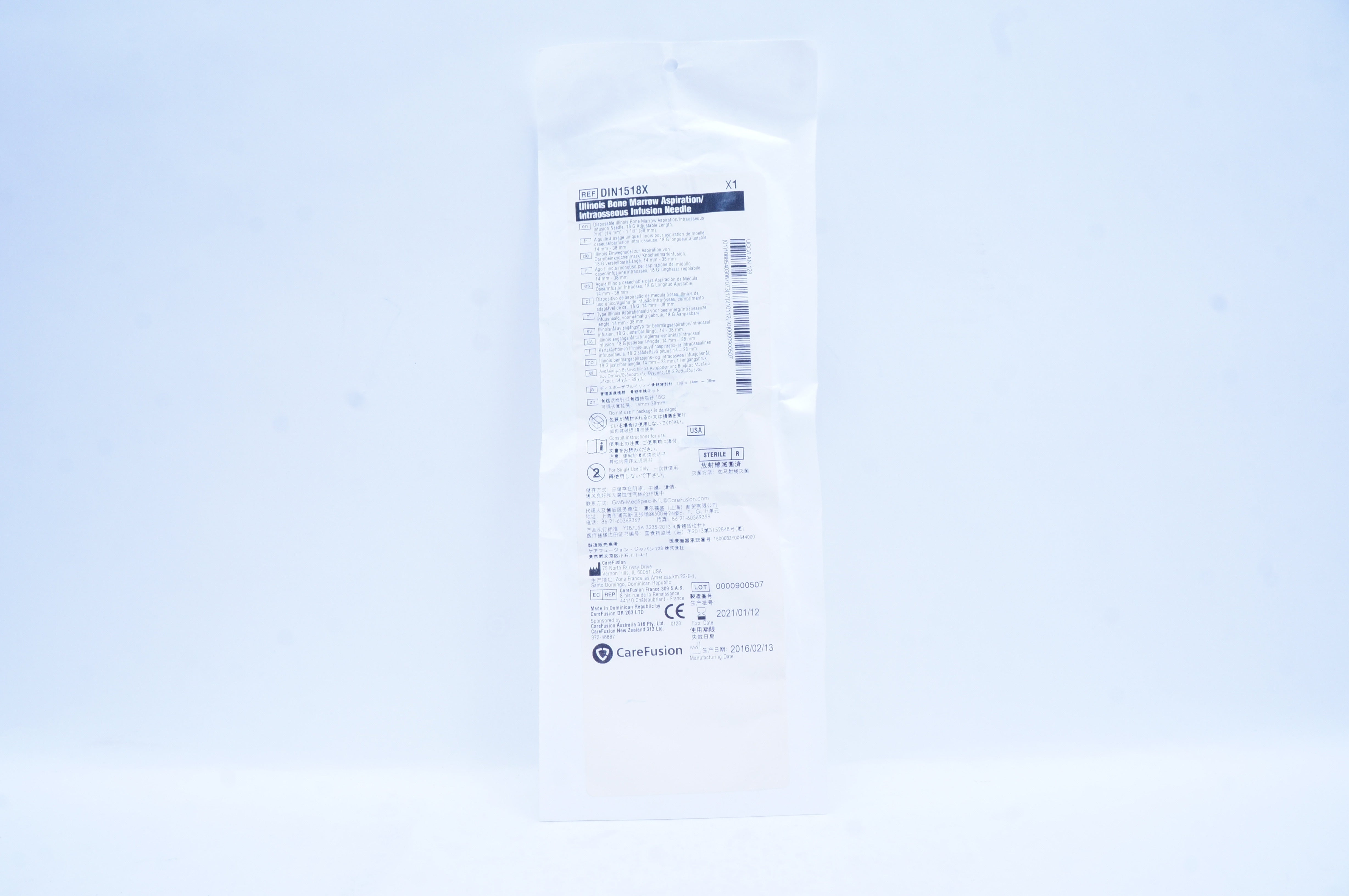 CareFusion DIN1518X Bone Marrow Aspiration/Intraosseous Infusion Ndle 18G