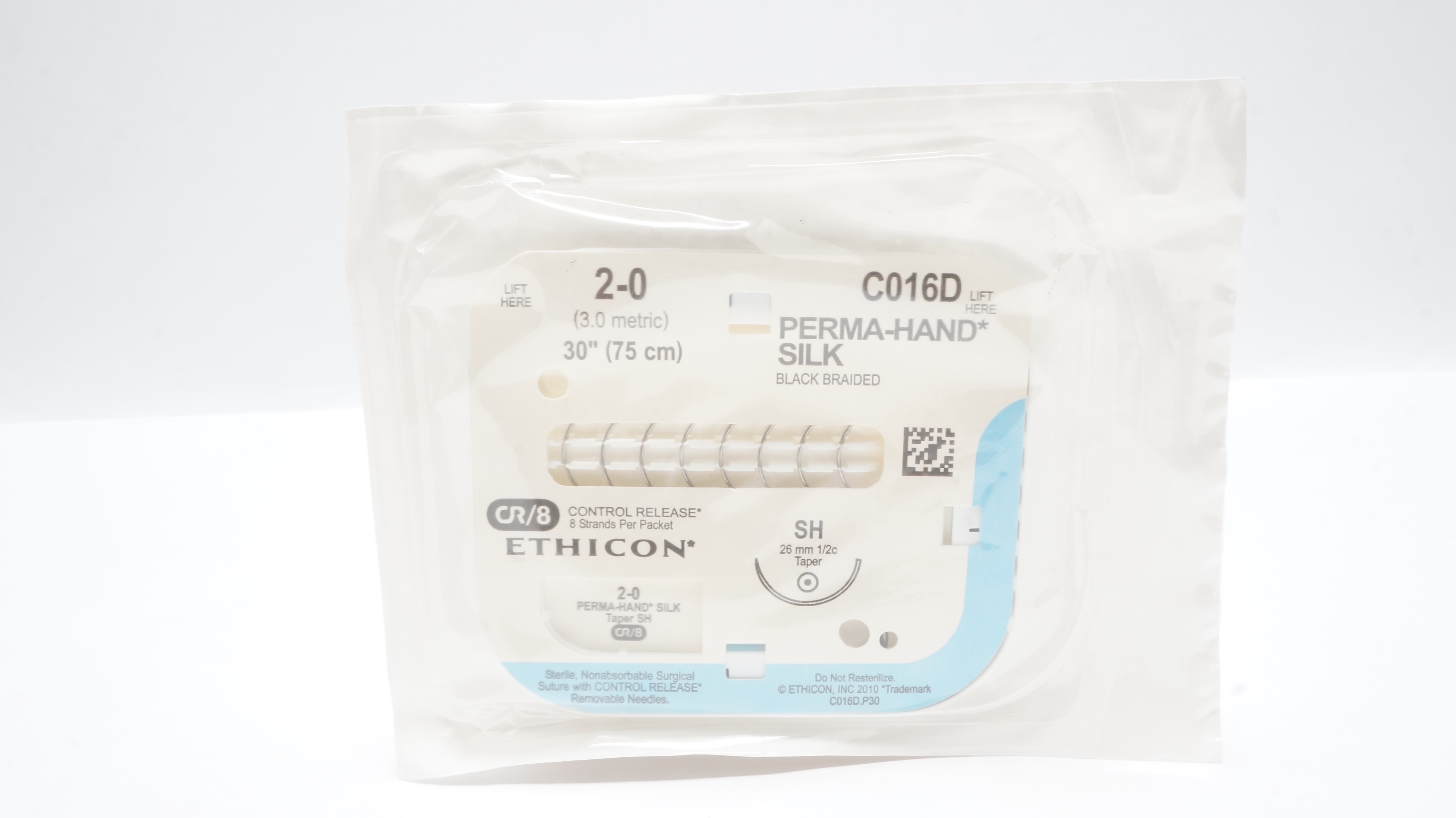 Ethicon C016D 2-0 Perma-Hand Silk Stre SH 26mm 1/2c Taper 30inch
