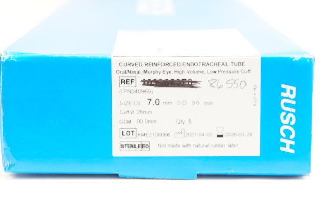 Teleflex 86550 Rusch Curved Reinforced Endotracheal Tube - Box of 5