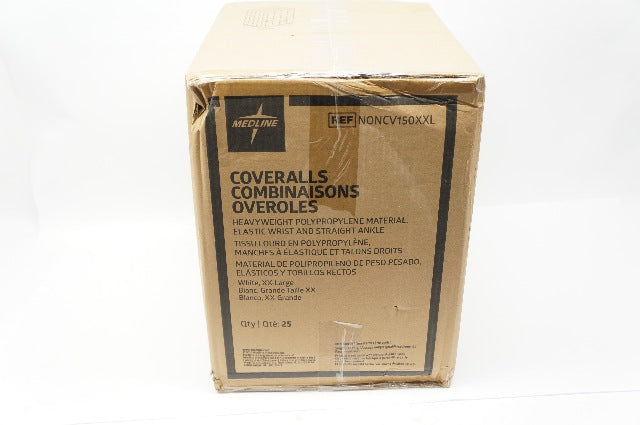 Medline NONCV150XXL Coveralls, White XX-Large - Case of 25