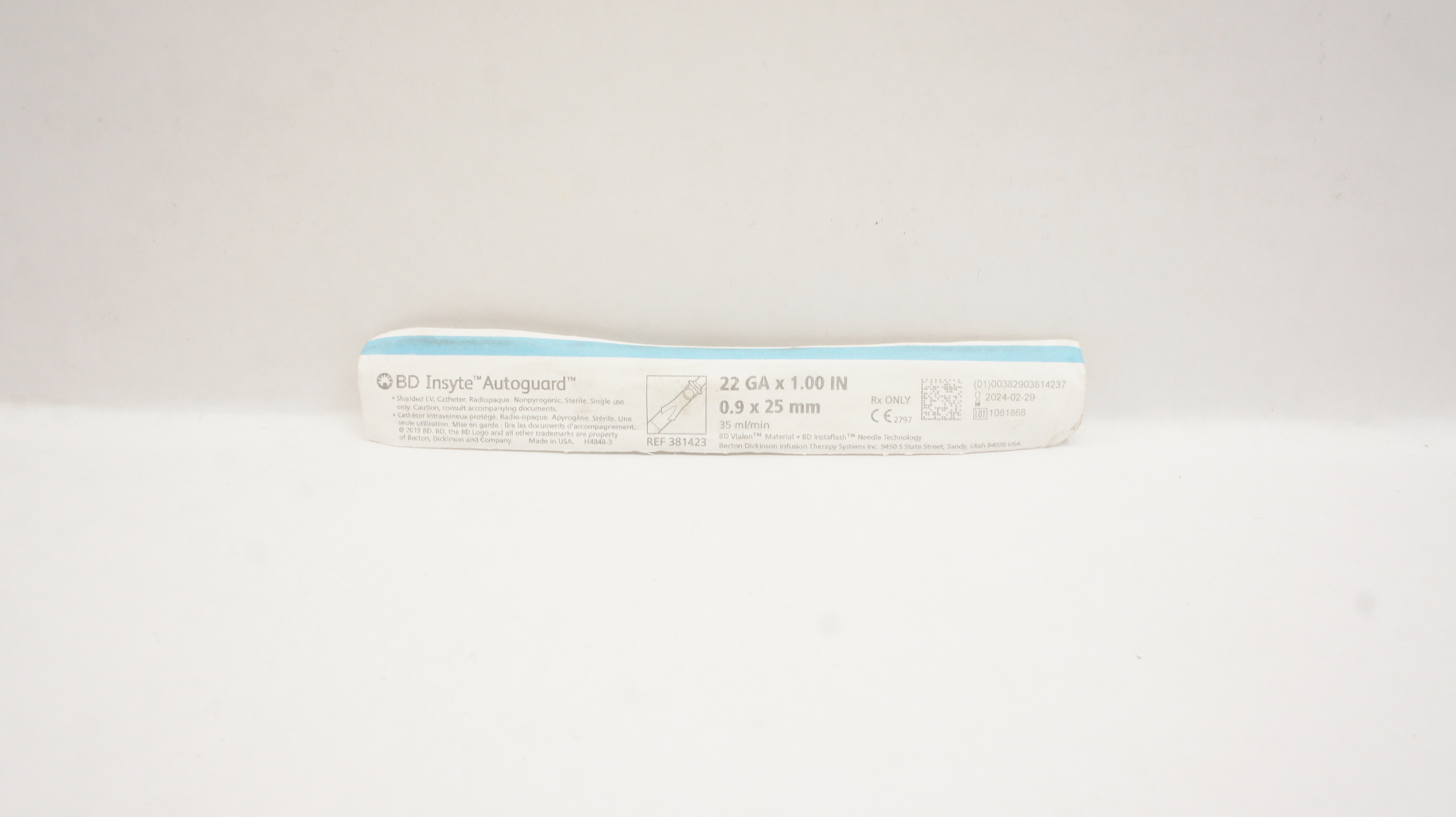 BD 381423 Insyte Autoguard Shielded IV Cath. 22G x 1inch 35 ml
