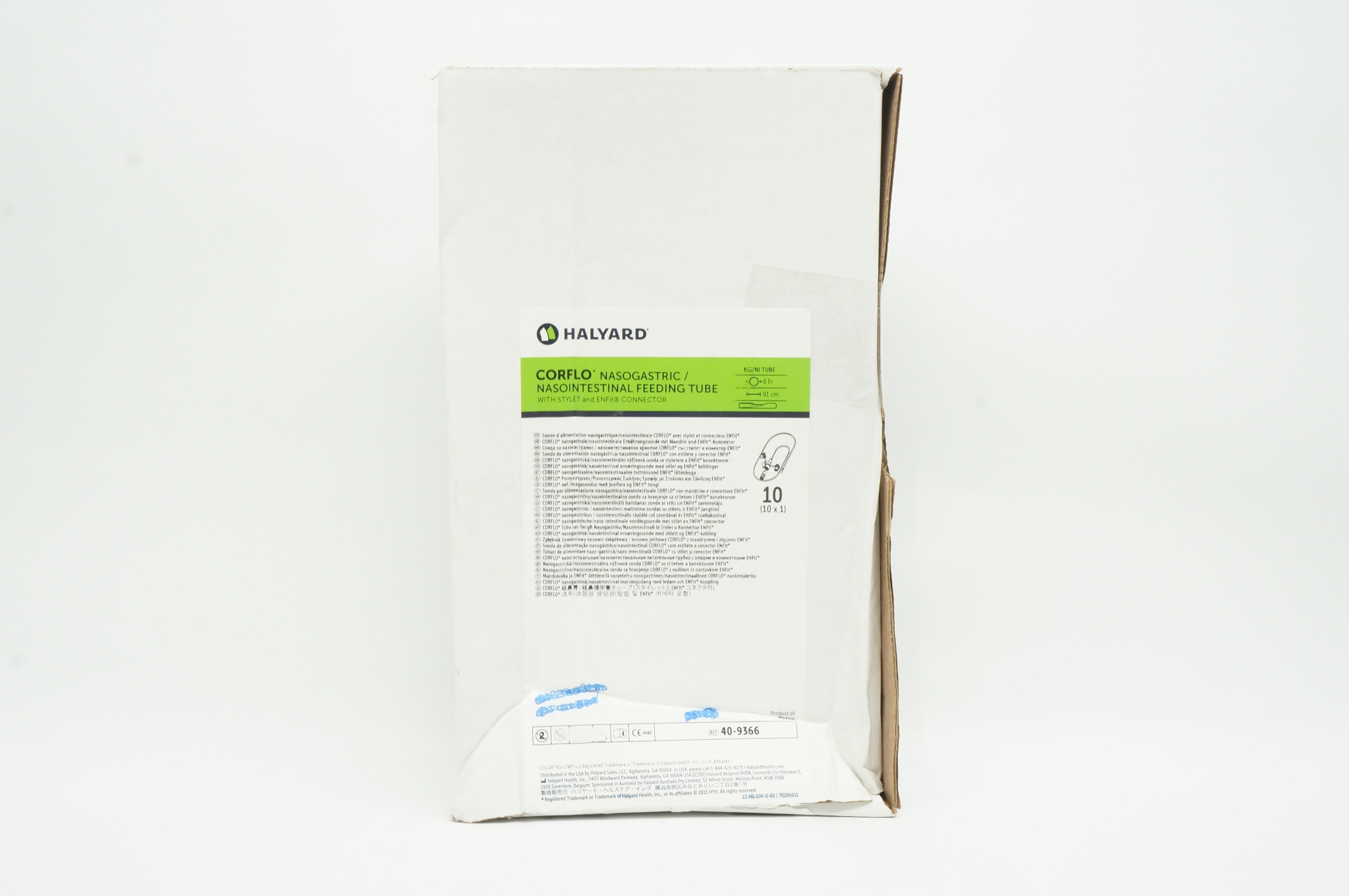 Halyard 40-9366 Corflo Nasogastric/ Nasointestinal Feeding Tube 6Fr - Box of 10
