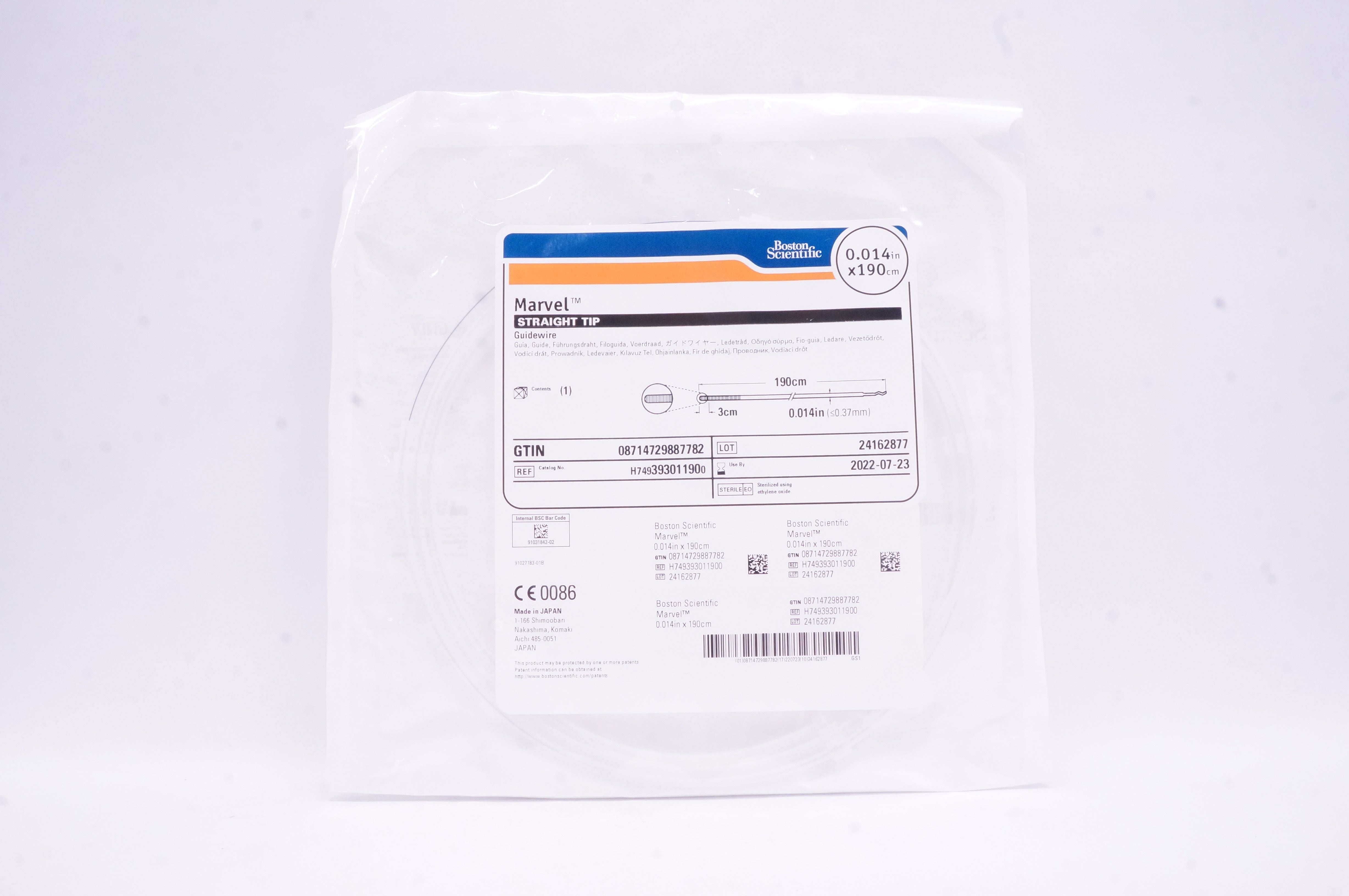 Boston Scientific 39301190 Marvel Straight Tio Guidewire 0.014 inch x 190cm