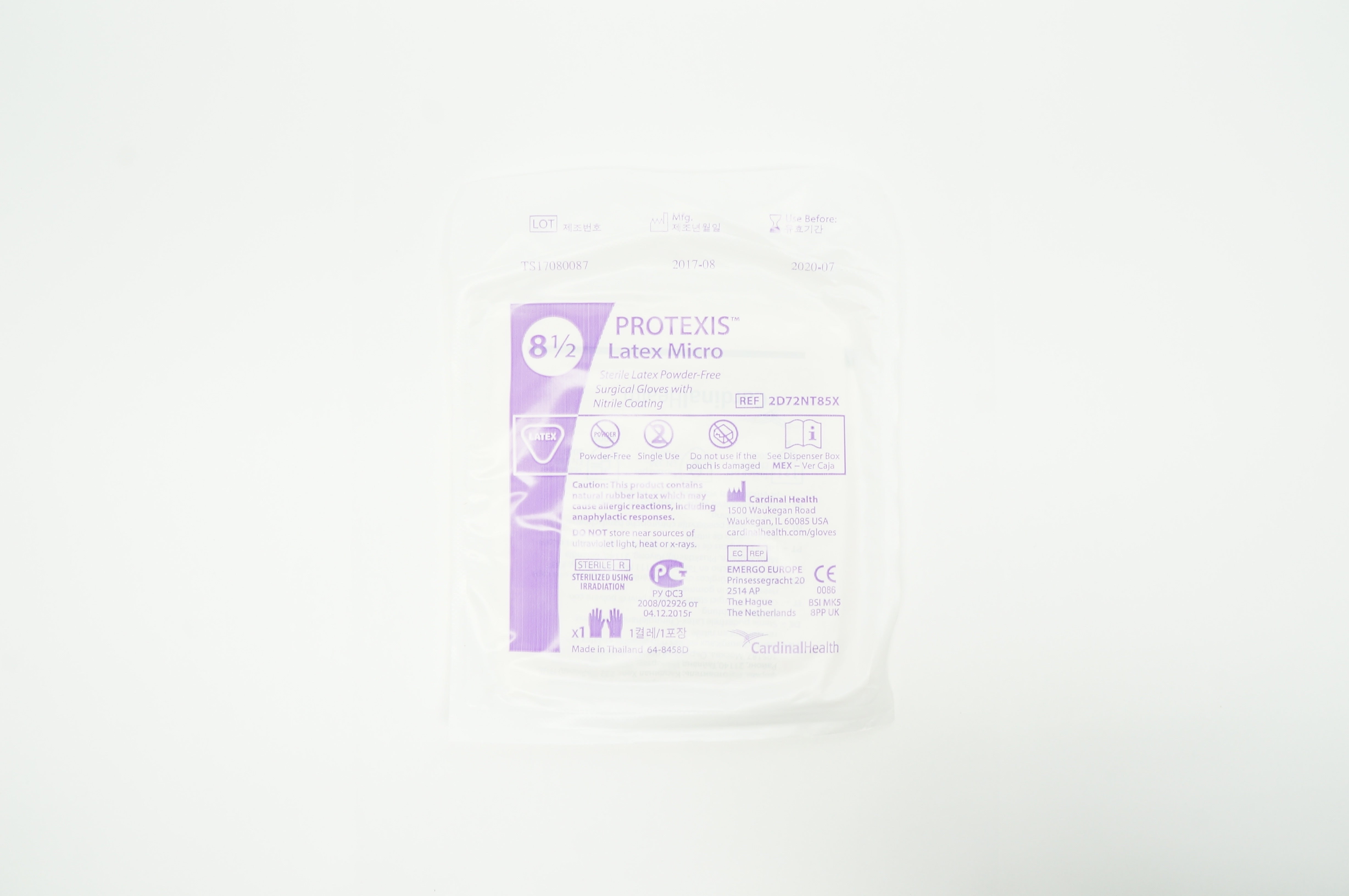 Cardinal Health 2D72NT85X Latex Micro Powder-Free Gloves, 8-1/2 (x)