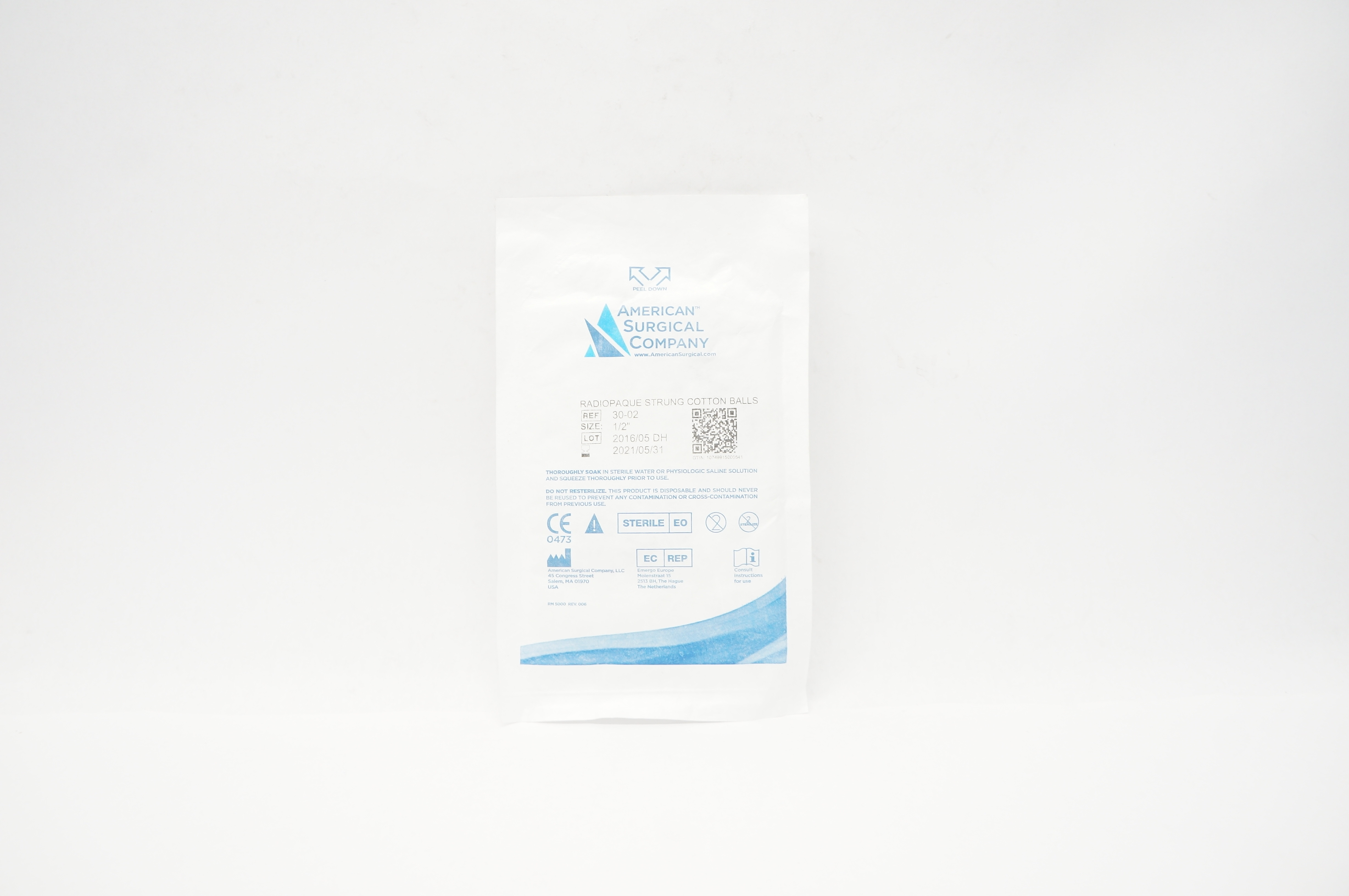 American Surgical Company 30-02 Radiopaque Strung Cotton Balls 1/2 inch (x)