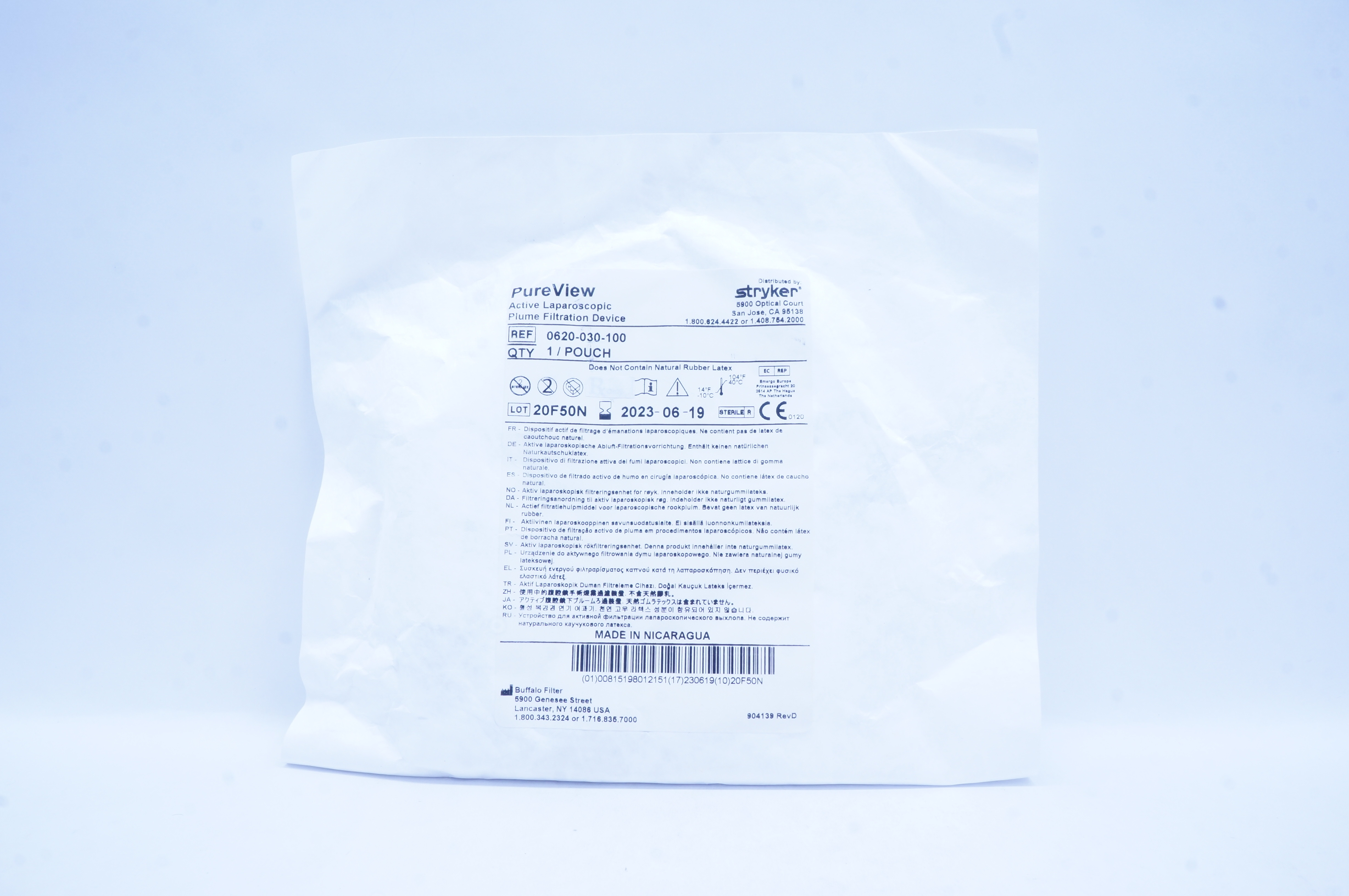 Stryker 0620030100 PureView Active Laparoscopic Plume Filtration Device