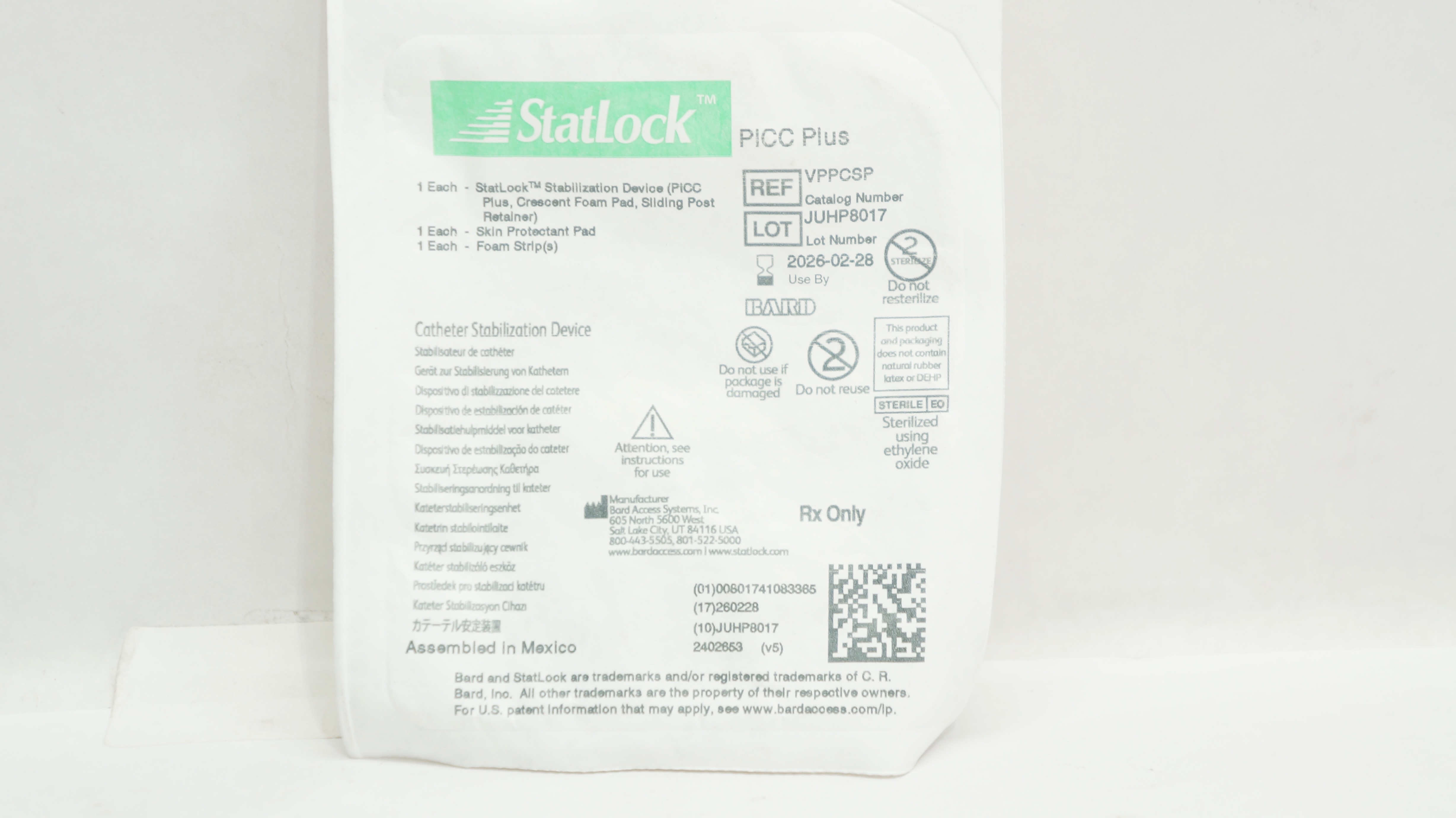 Bard VPPCSP StatLock Cath. Stabilization Device PICC Plus