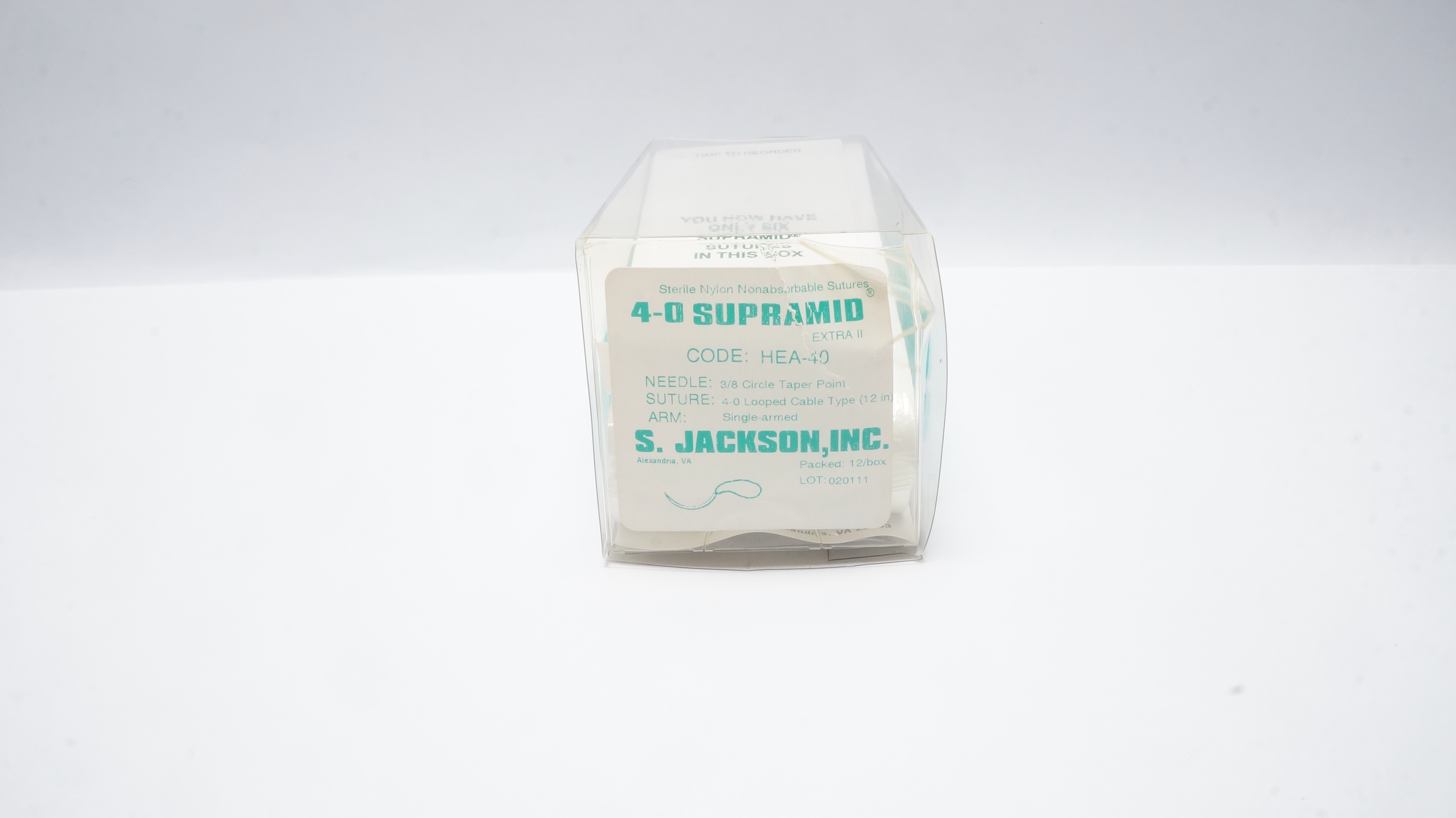 S. Jackson HEA-40 4-0 Supramid Extra II Nylon Stre 3/8c x 12inch - Box of 12