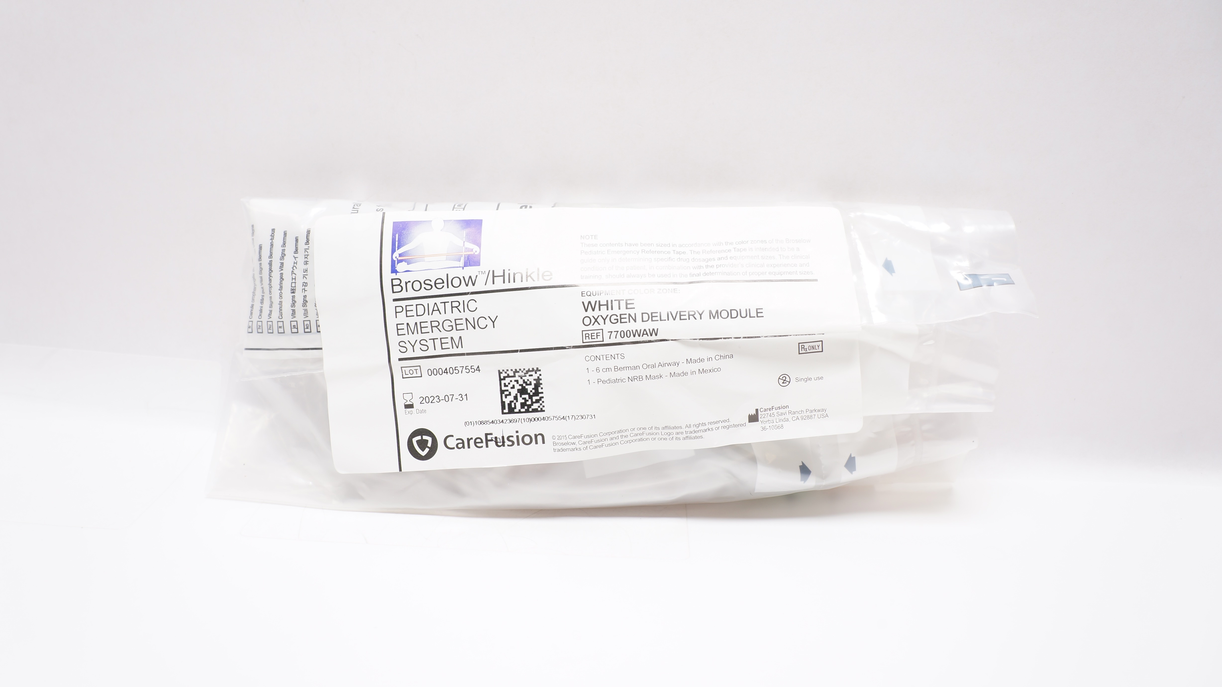 CareFusion 7700WAW Broselow/Hinkle Pediatric Emergency System White (x)