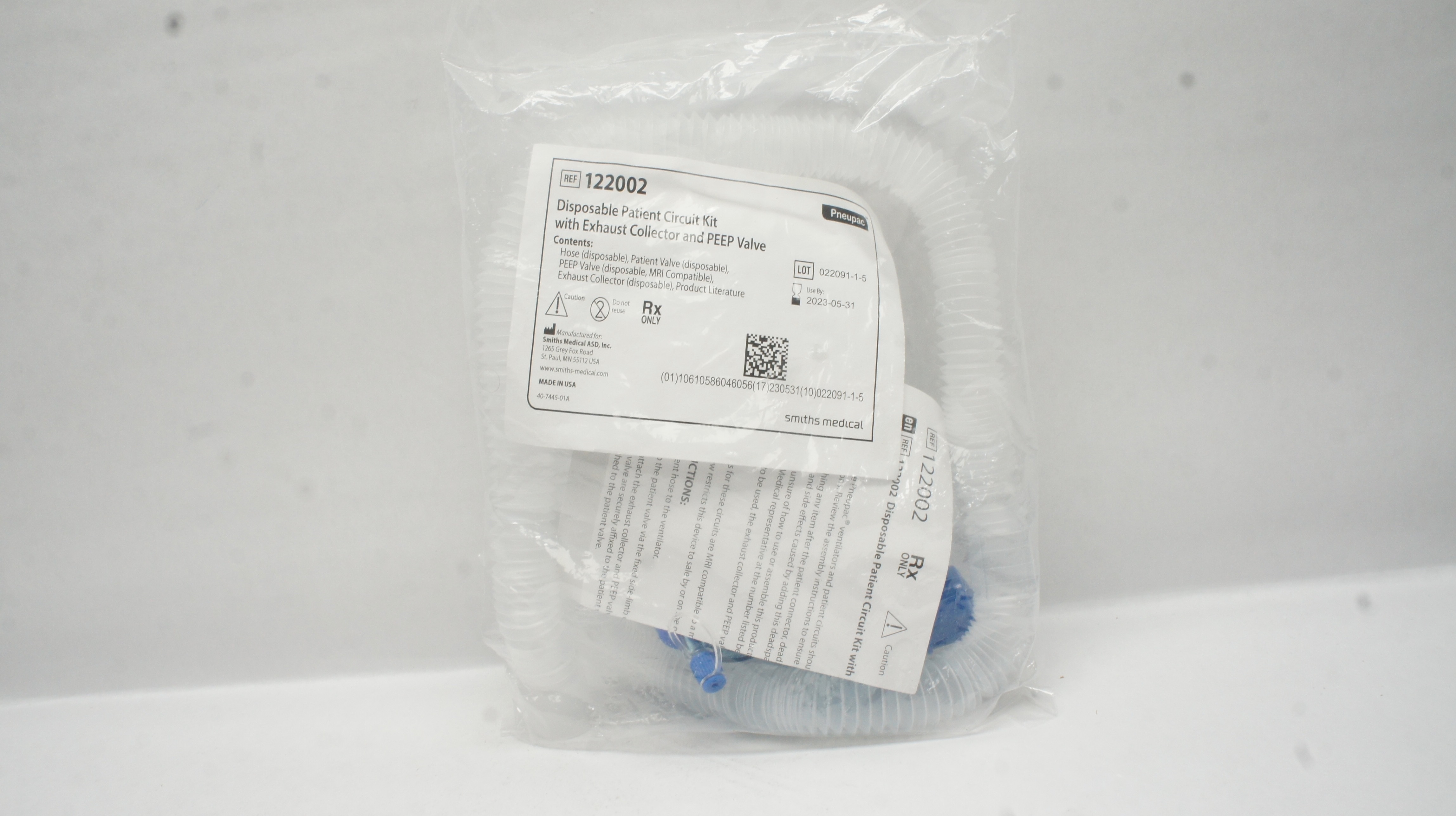 Smiths Medical 122002 Disposable Patient Circuit Kit W/Collector & Valve(x)