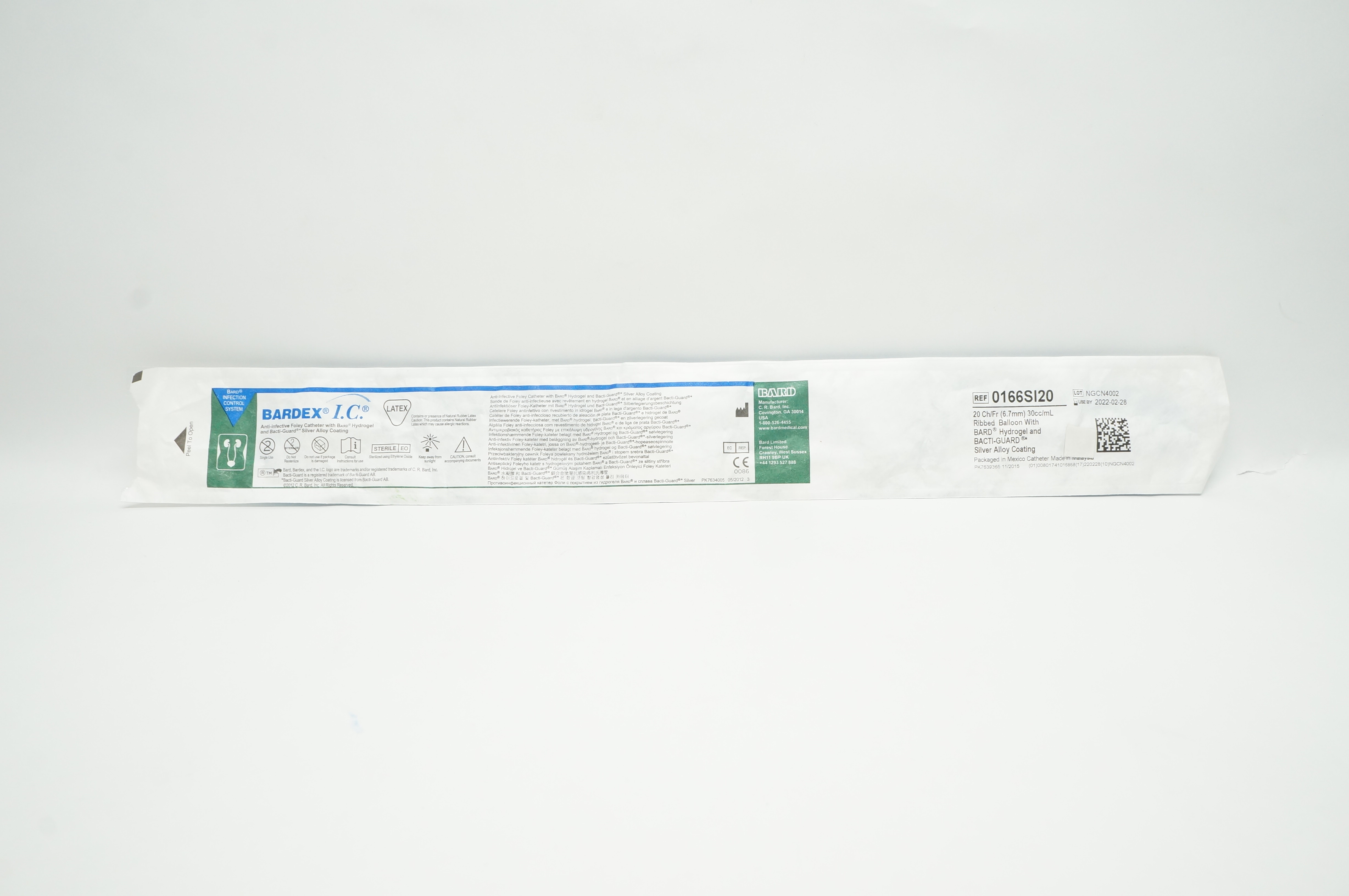 Bard 0166SI20 BARDEX Infection Control Foley Cath. 20Fr. 30 cc