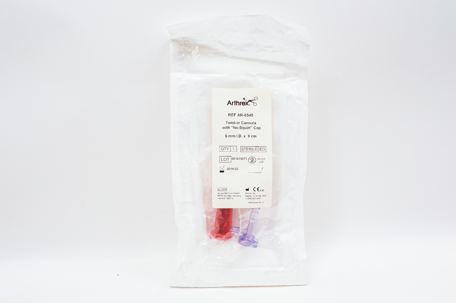 Arthrex AR-6545 Twist-In Cannula with Cap 6mm I.D. x 9cm (x)