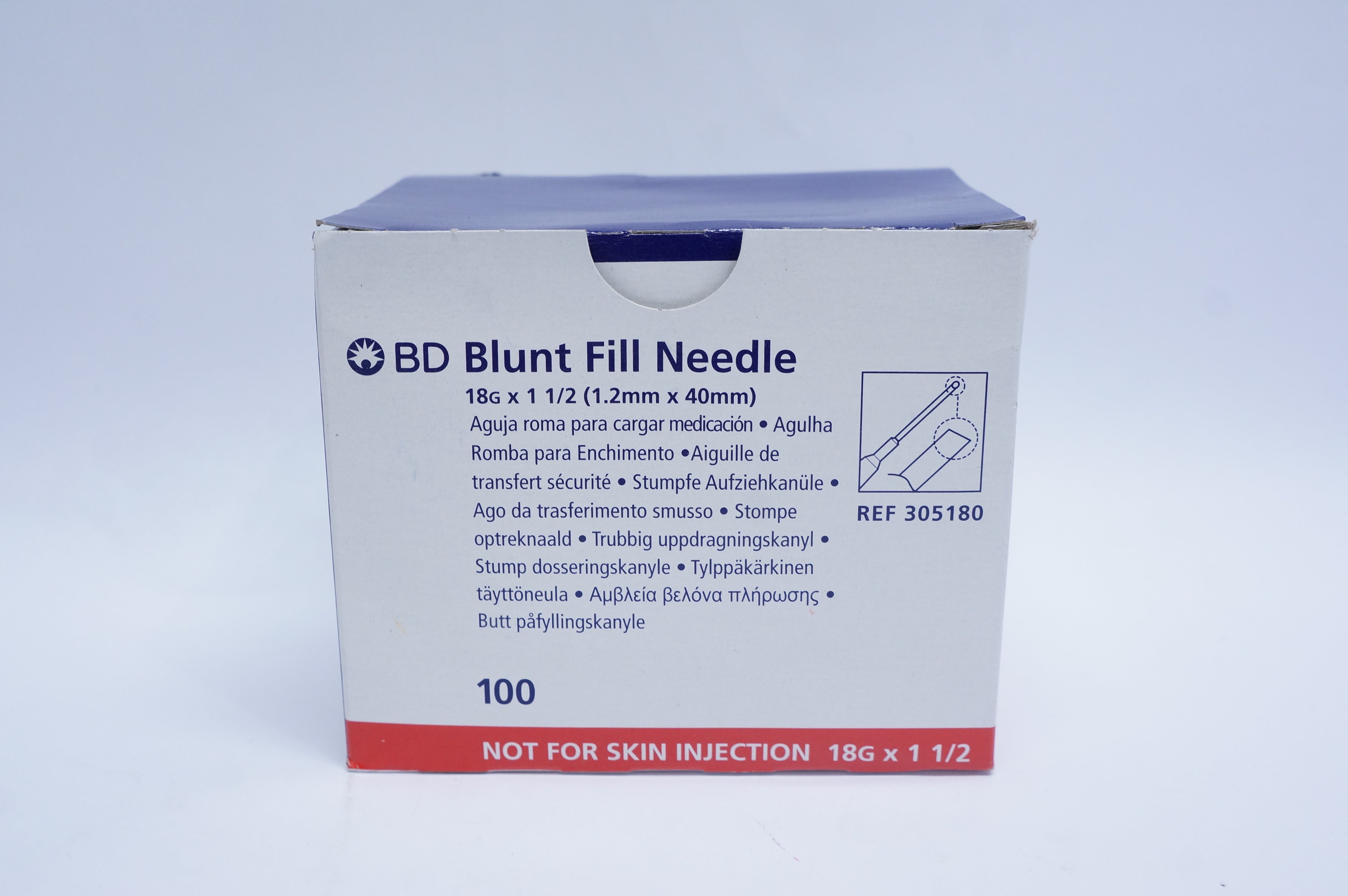 BD 305180 Blunt Fill Ndle 18G x 1-1/2 - Box of 100
