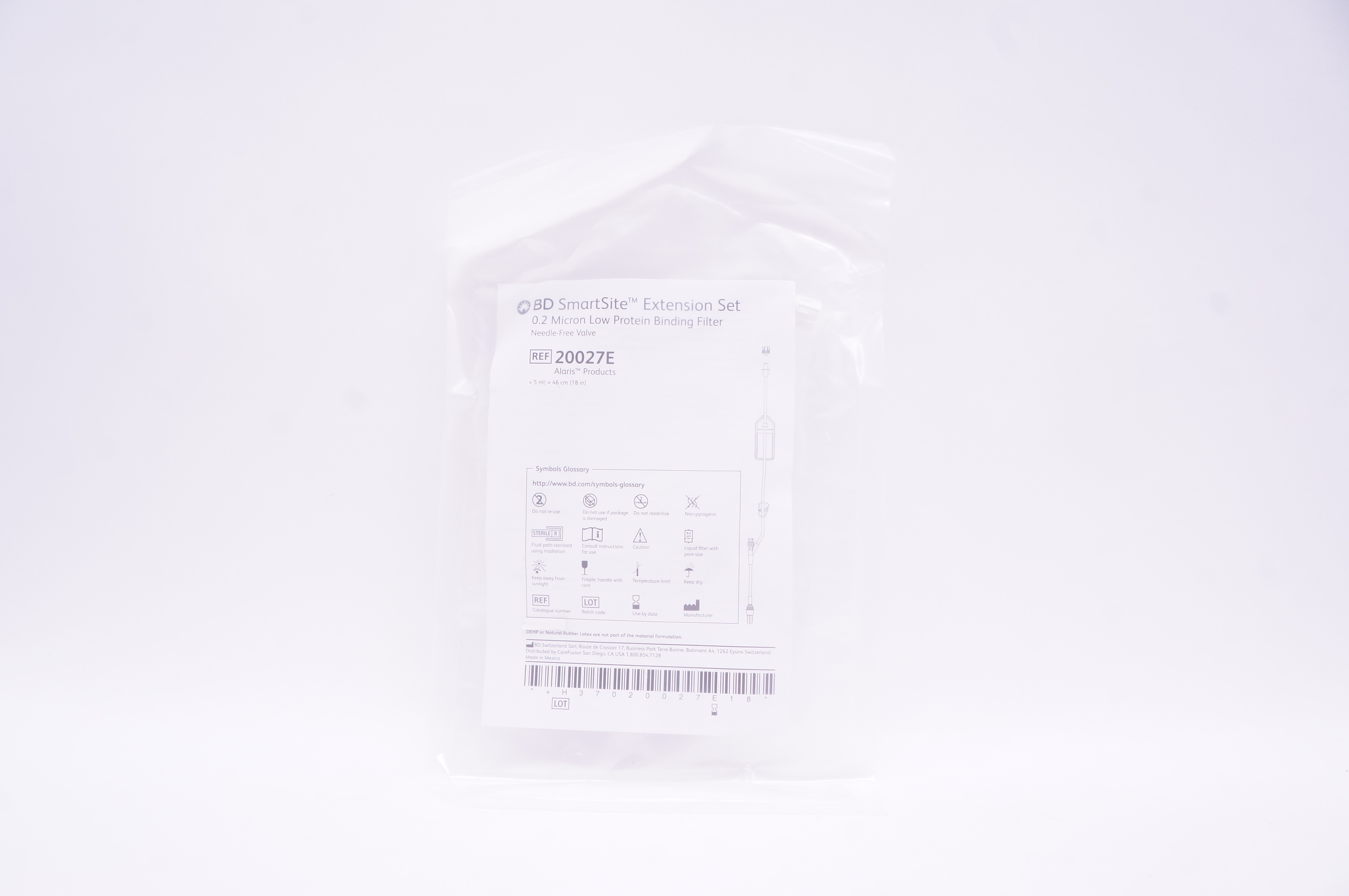 BD 20027E SmartSite Extension Set 0.2 Micron Low Protein Binding Filter
