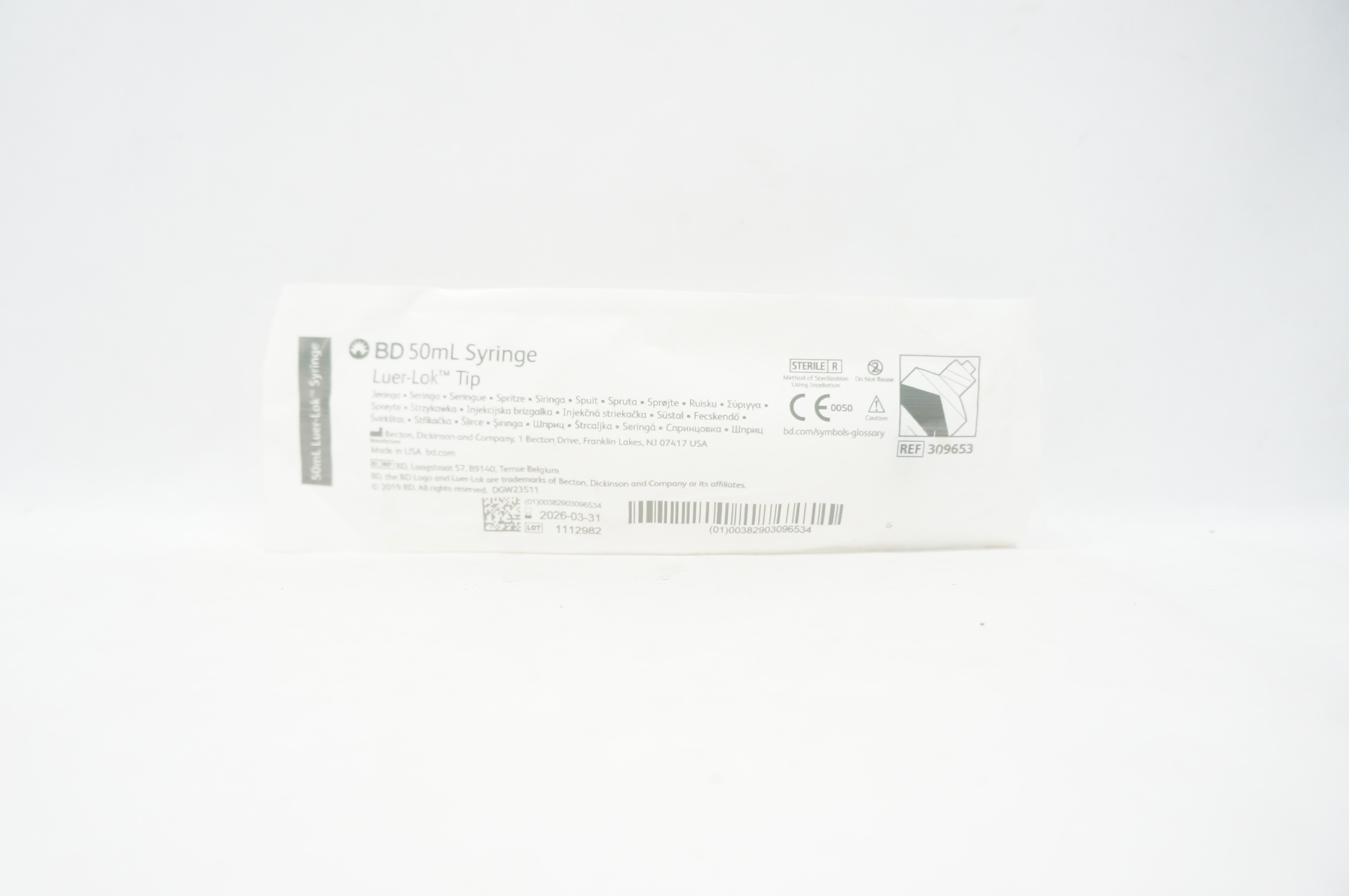 BD 309653 50ml Syringe Luer-Lok Tip