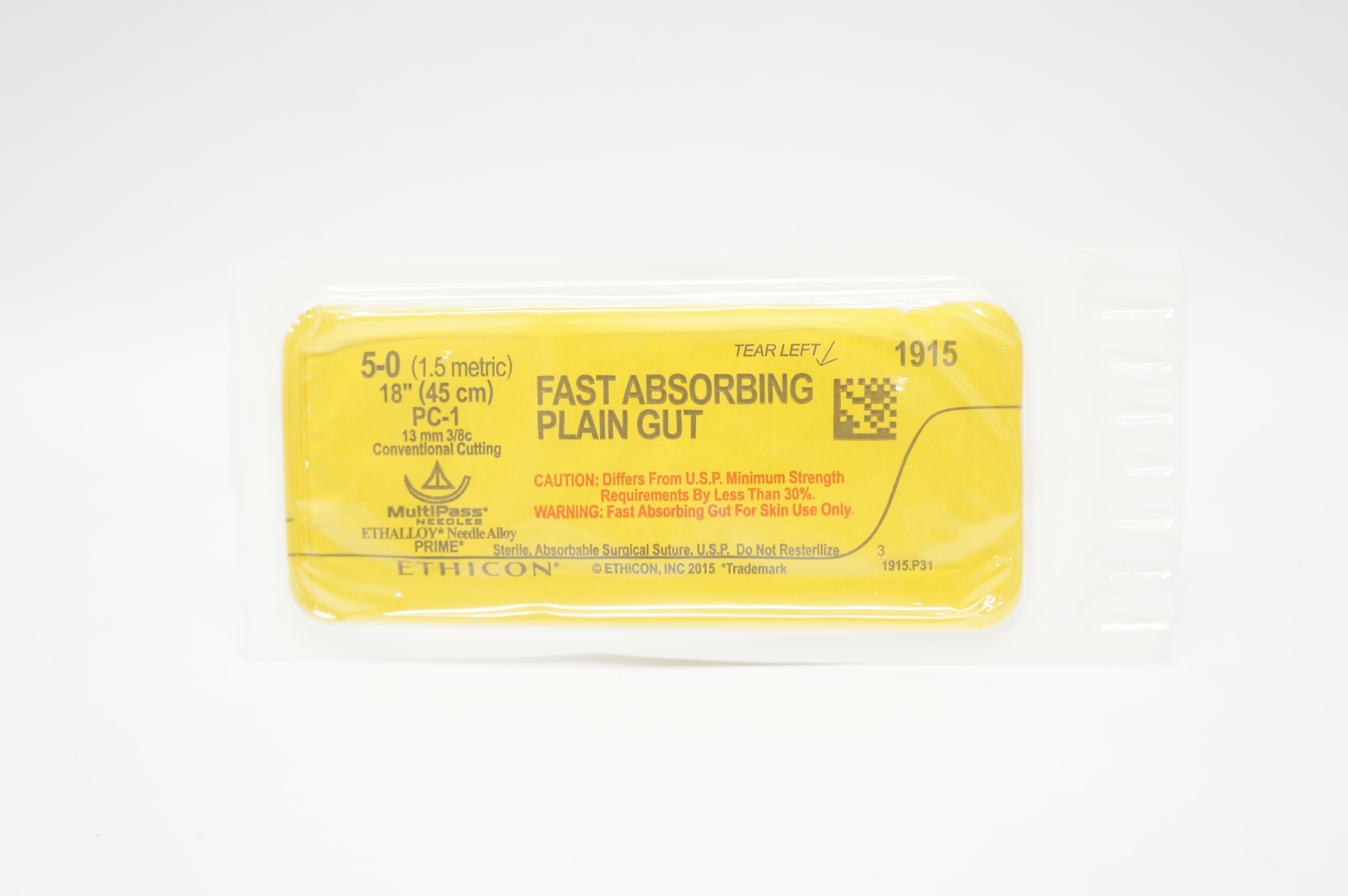 Ethicon 1915 5-0 Plain Gut Stre PC-1 13mm 3/8c Conventional Cutting 18 inch