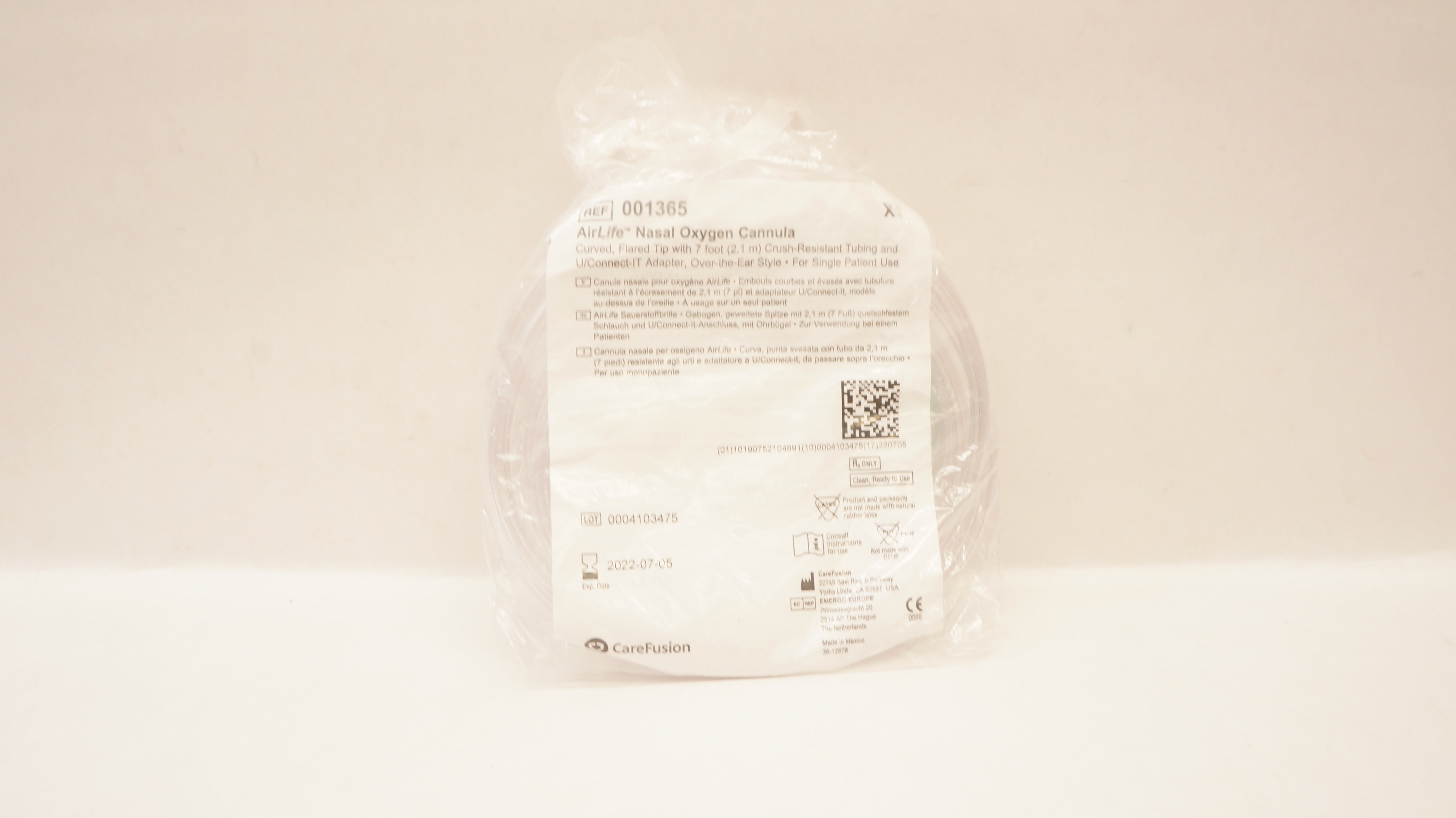 CareFusion 001365 AirLife Nasal Oxygen Cannula  7ft. (x)