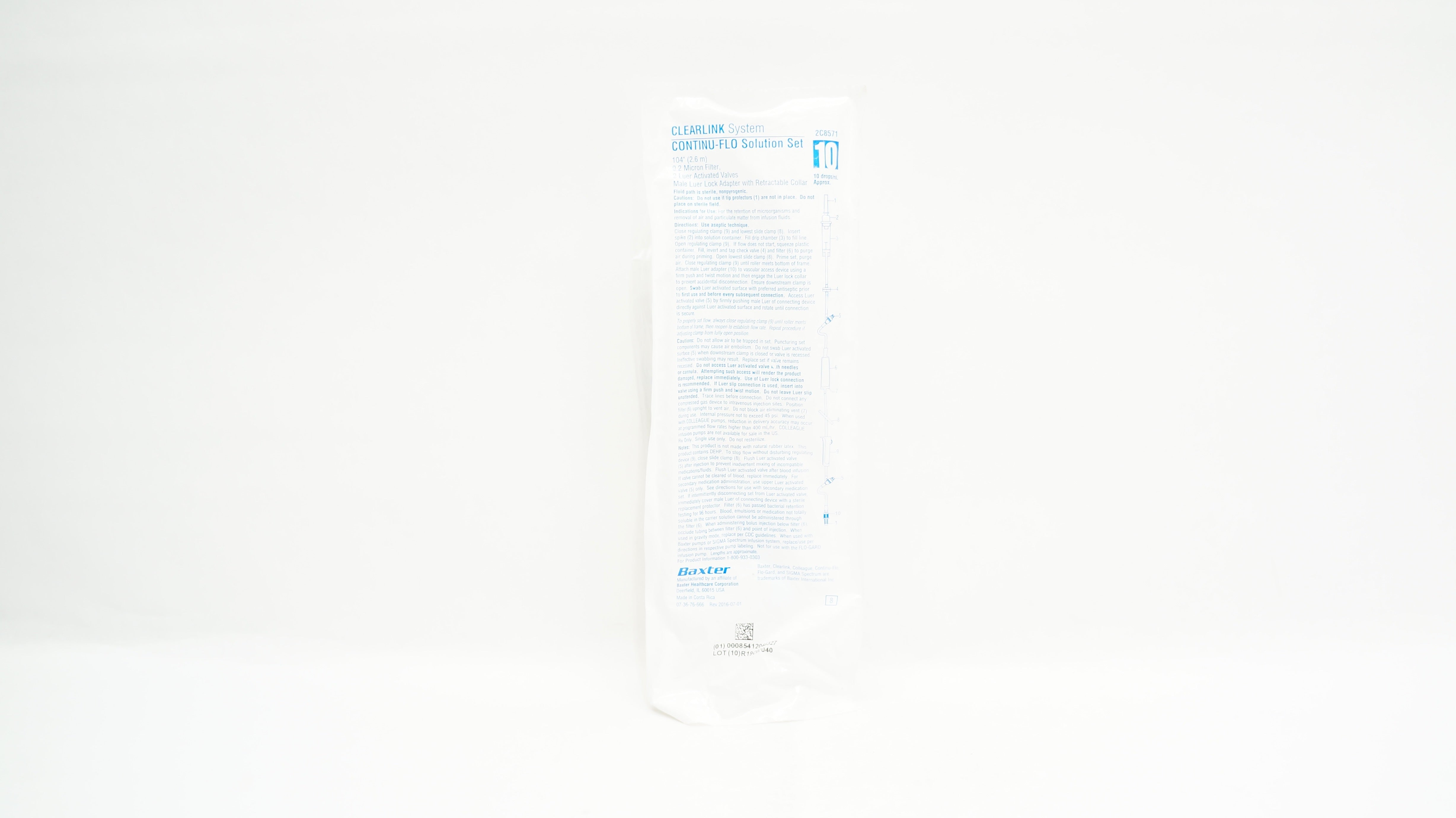 Baxter 2C8571 Clearlink System Continu-Flo Solution Set 10drops/ml 104inch