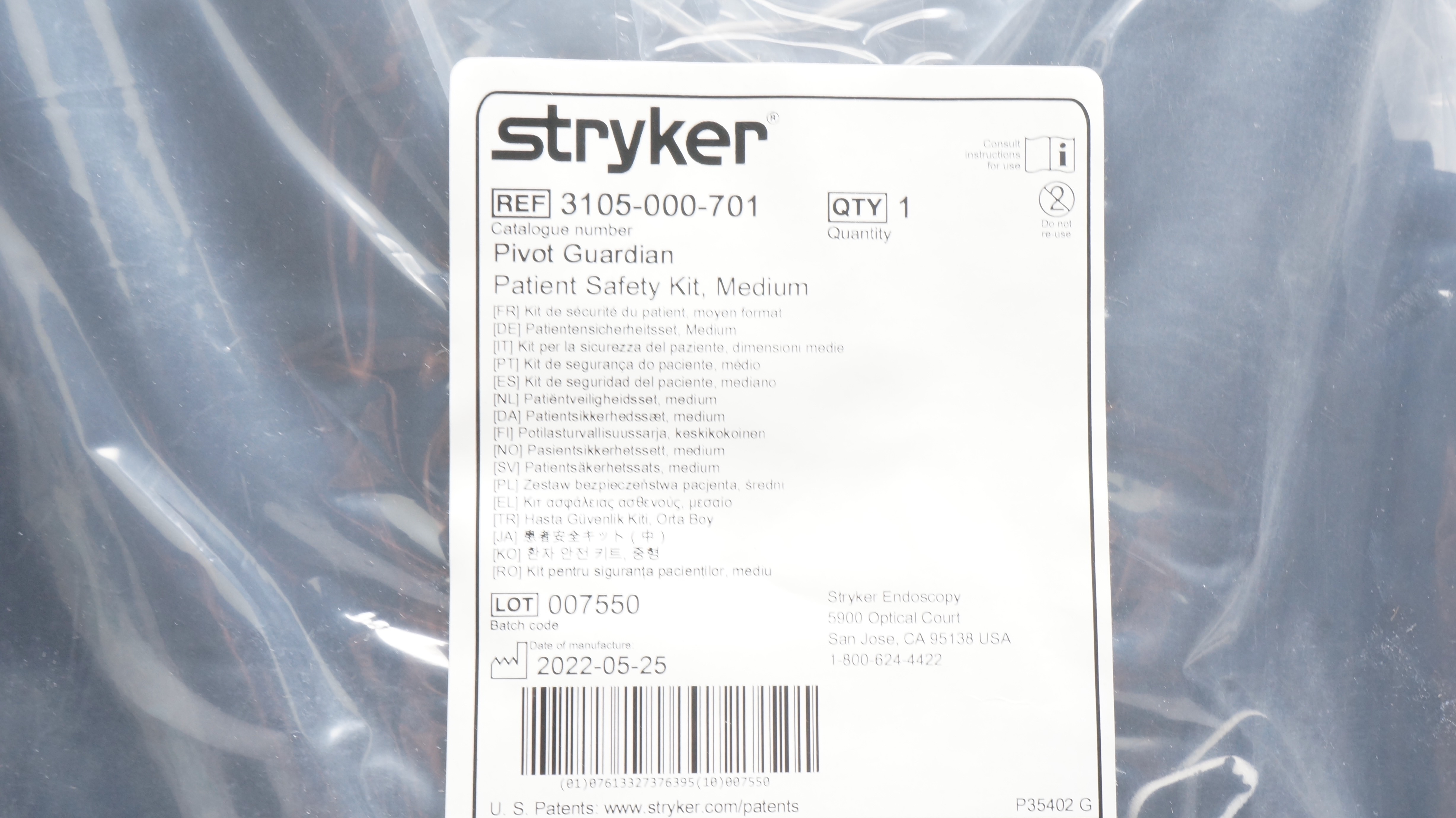 Stryker 3105-000-701 Pivot Guardian Patient Safety Kit, Medium (x)