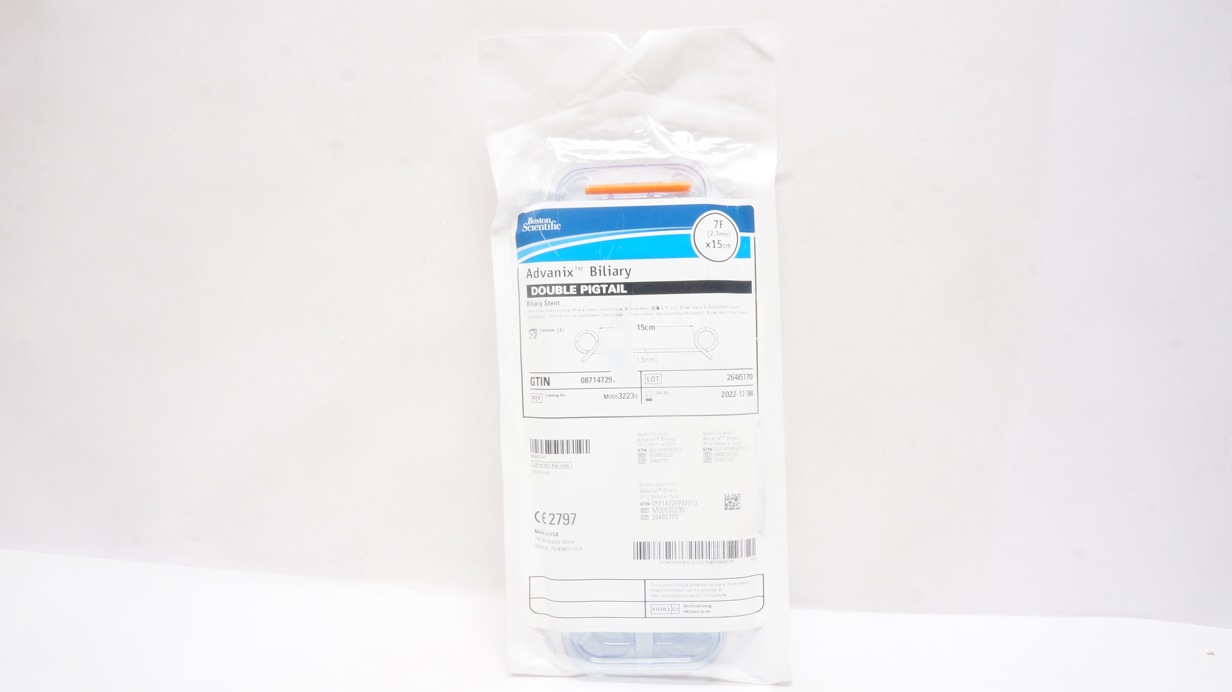 Boston Scientific M00532230 Advanix Biliary Stnt., Double Pigtail, 7F x 15cm (x)