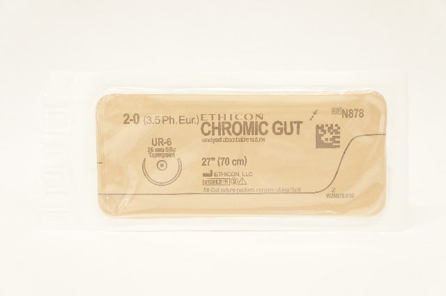 Ethicon N878 2-0 CHROMIC GUT UR-6 26mm 5/8c 27inch