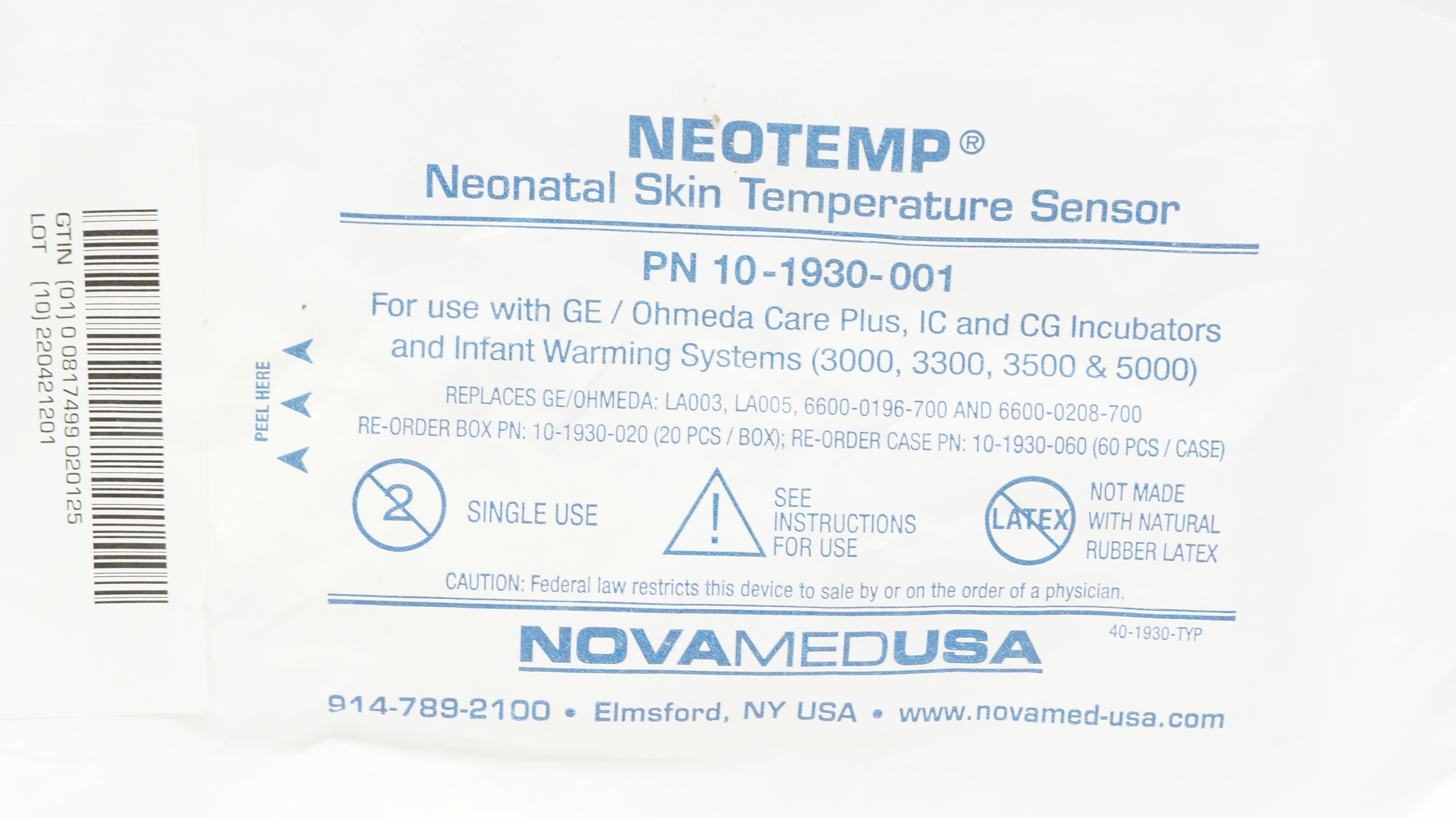 NovaMed 10-1930-001 NEOTEMP Neonatal Skin Temperature Sensor