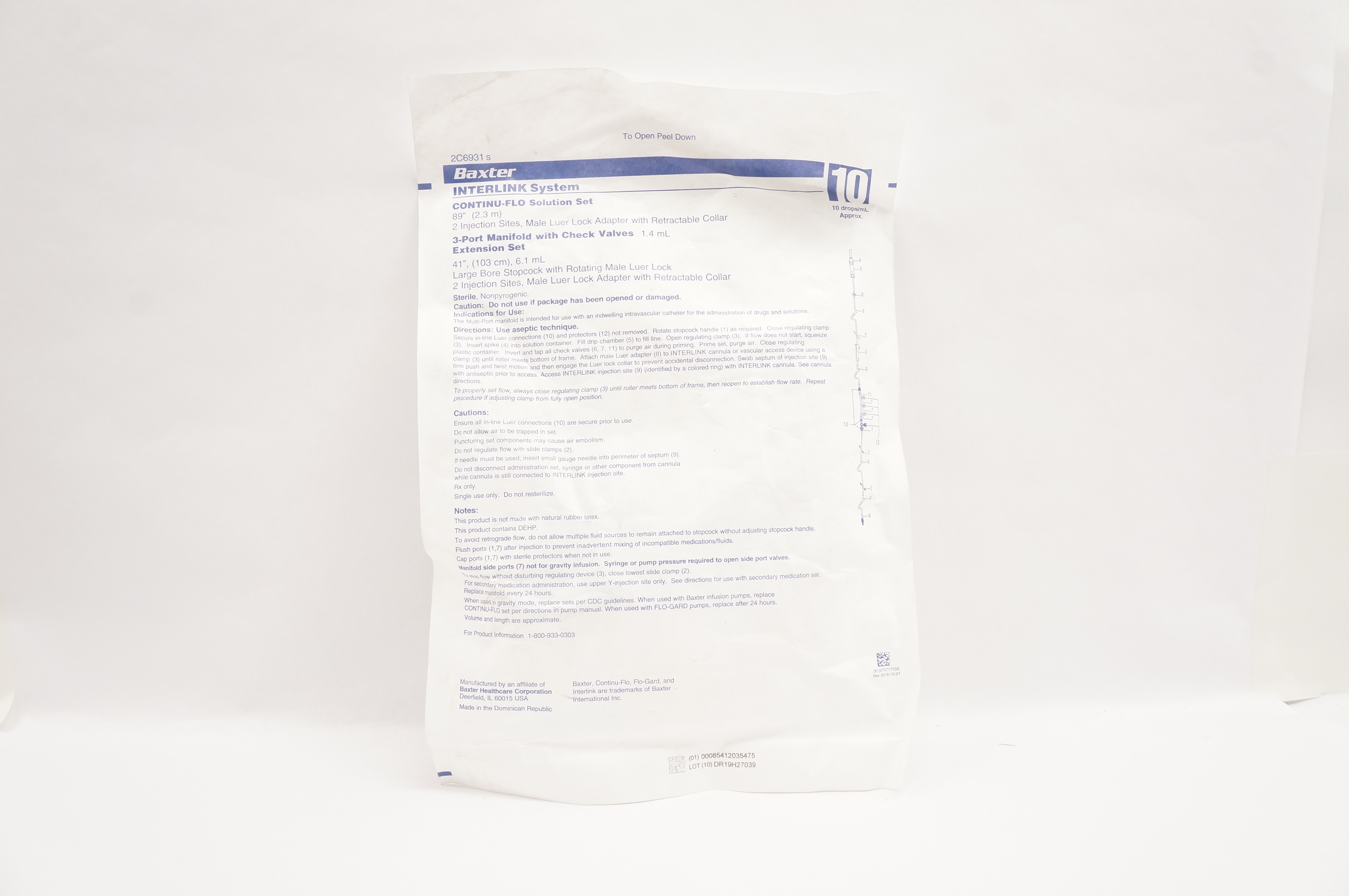 Baxter 2C6931s Interlink System Continu-Flo Solution Set 89inch 10Drops/ml Appx.