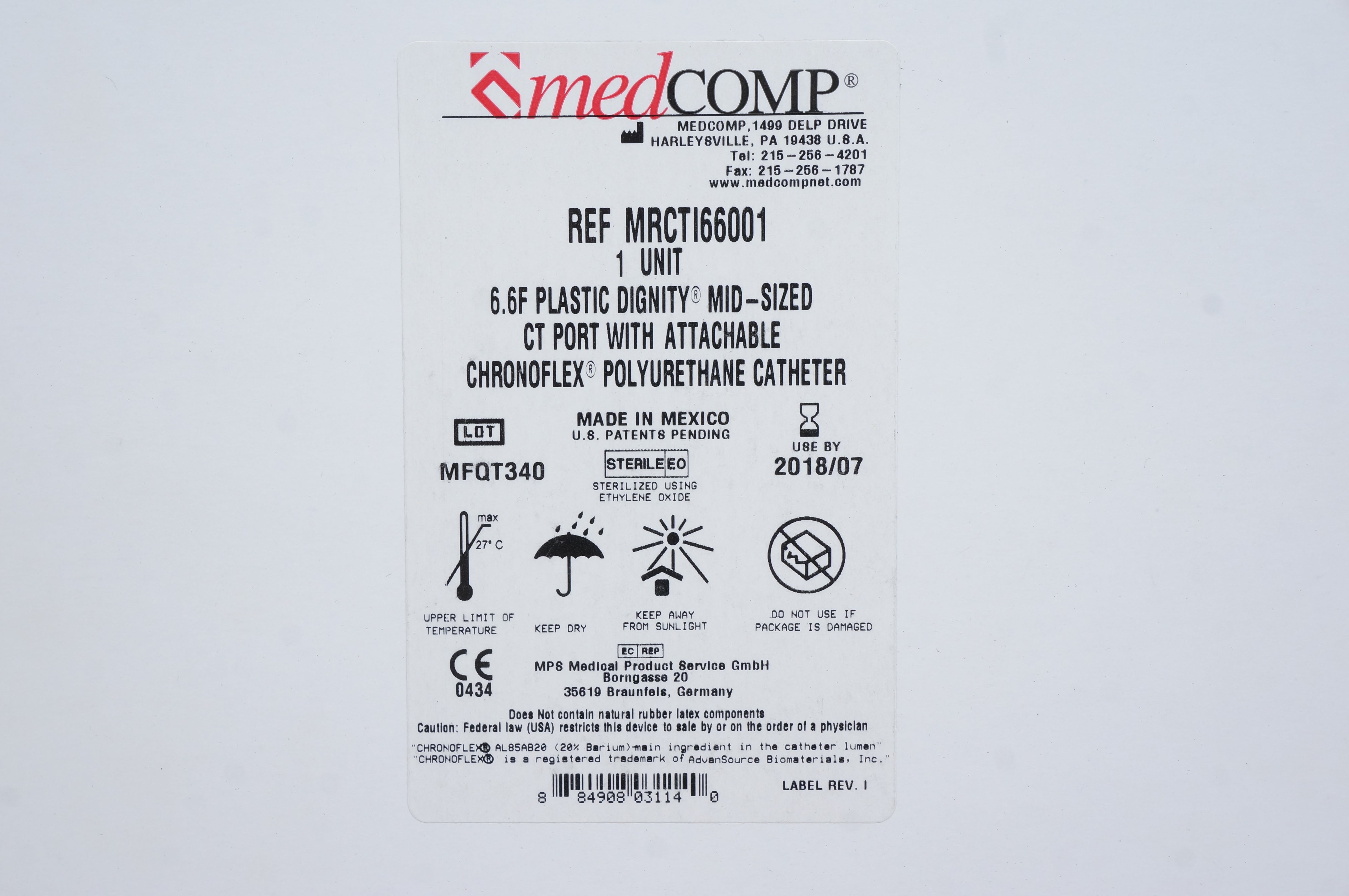 MRCTI66001 6.6F Plastic Dignity MidSized CT Port (x)