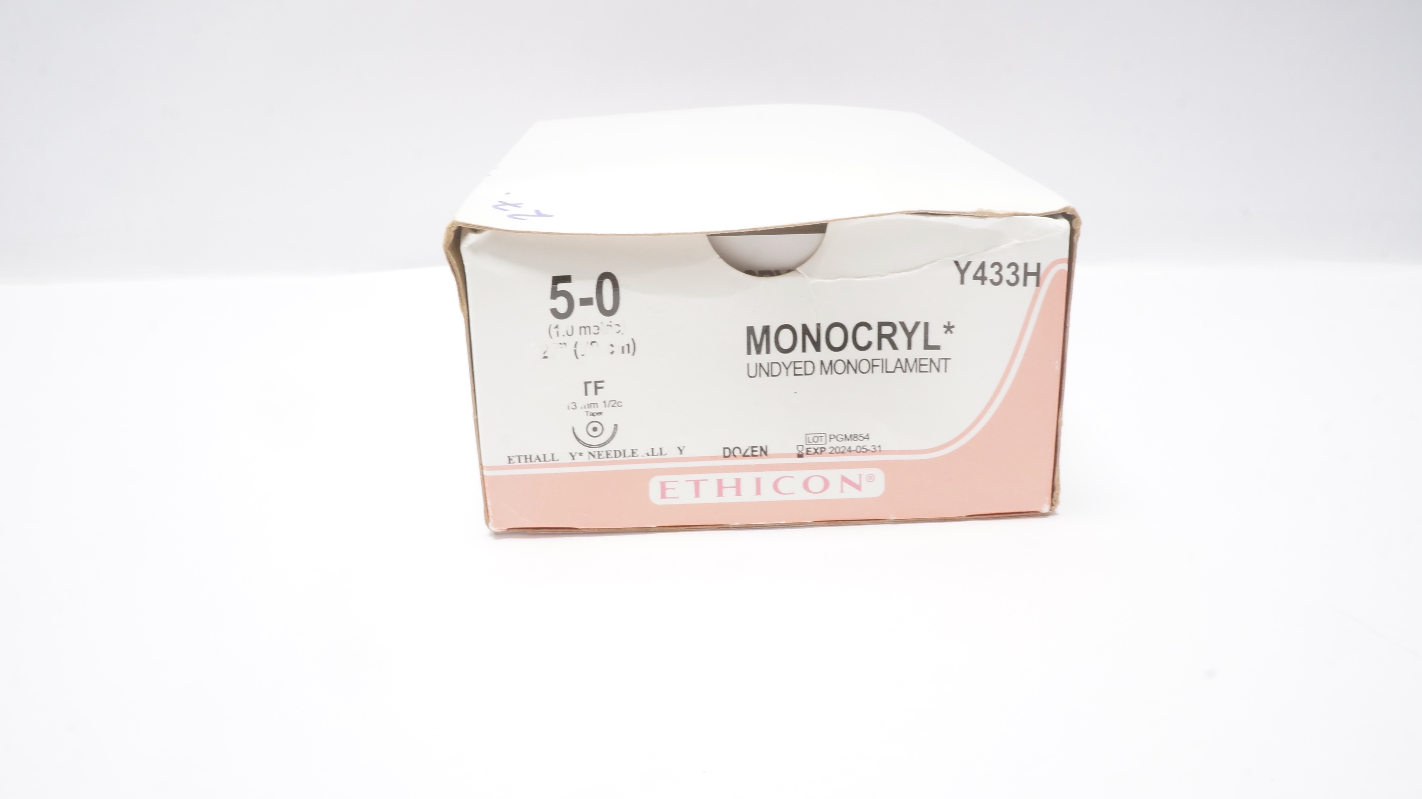 Ethicon Y433H 5-0 MONOCRYL Stre TF 13mm 1/2c Taper, 27inch (x) - Box of 27