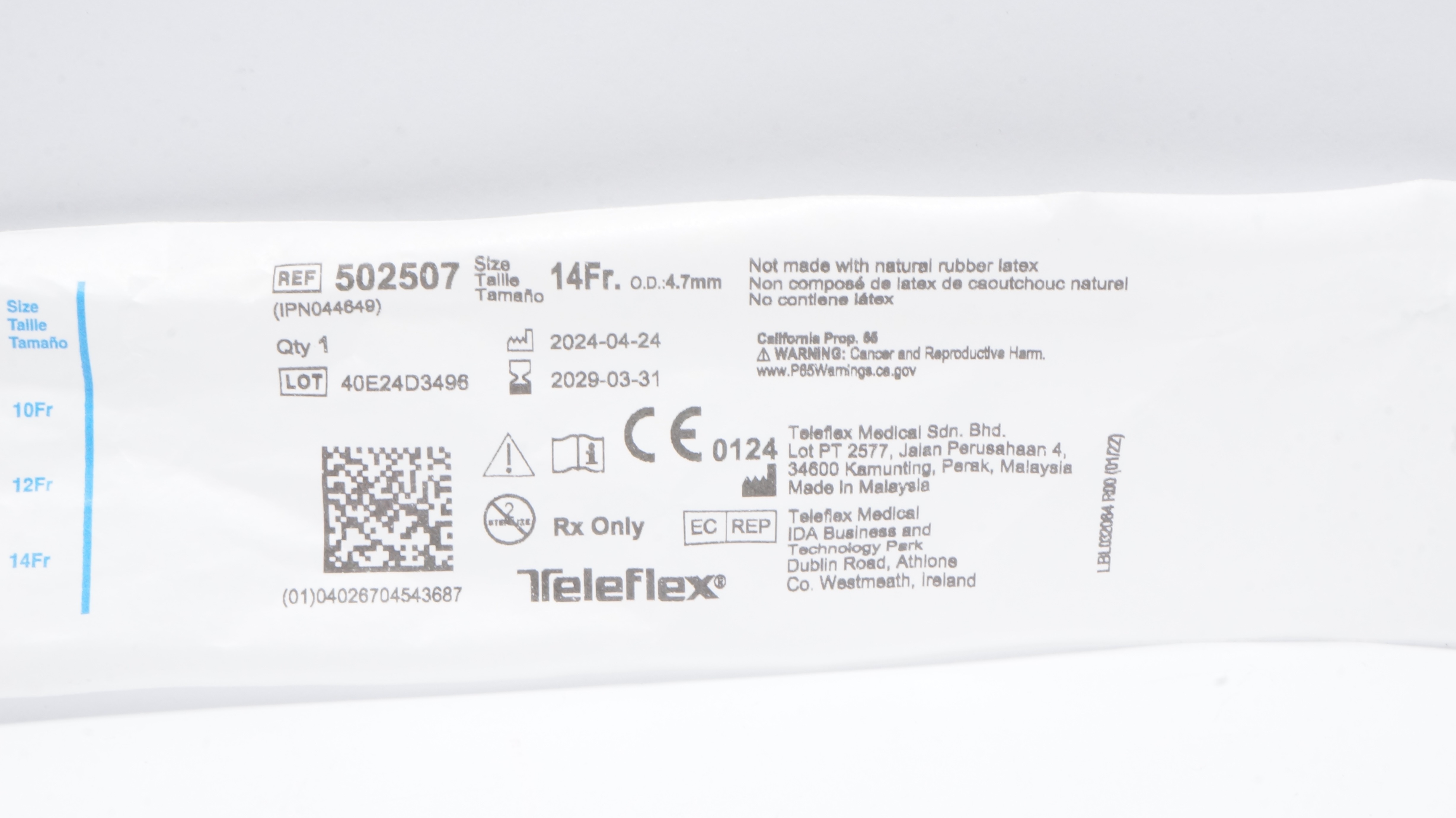 Teleflex 502507 Rusch Flexi-Slip Stylet With Soft Distal Tip 14Fr x 4.7mm O.D.