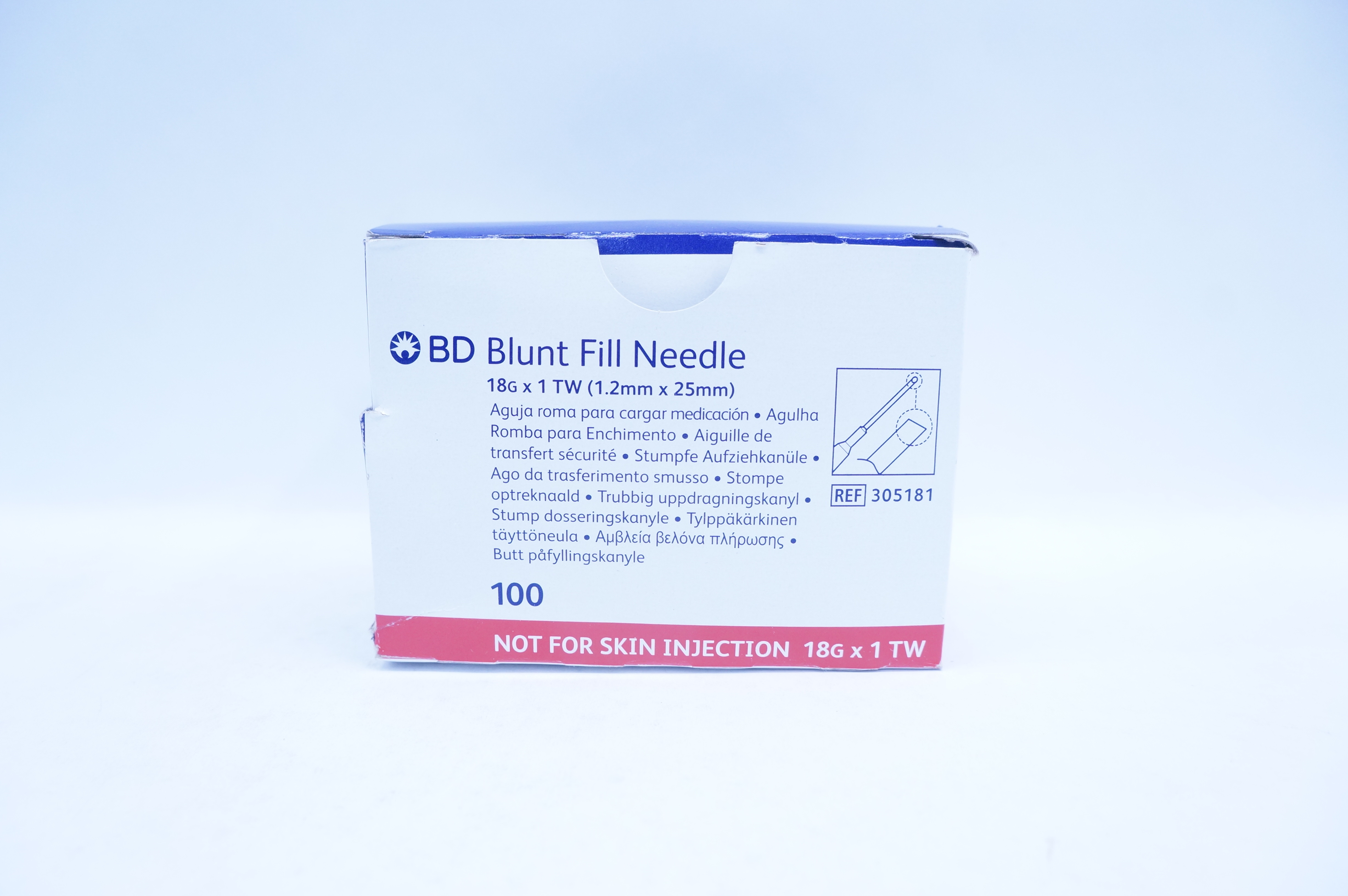 BD 305181 Blunt Fill Ndle 18G x 1 TW - Box of 100