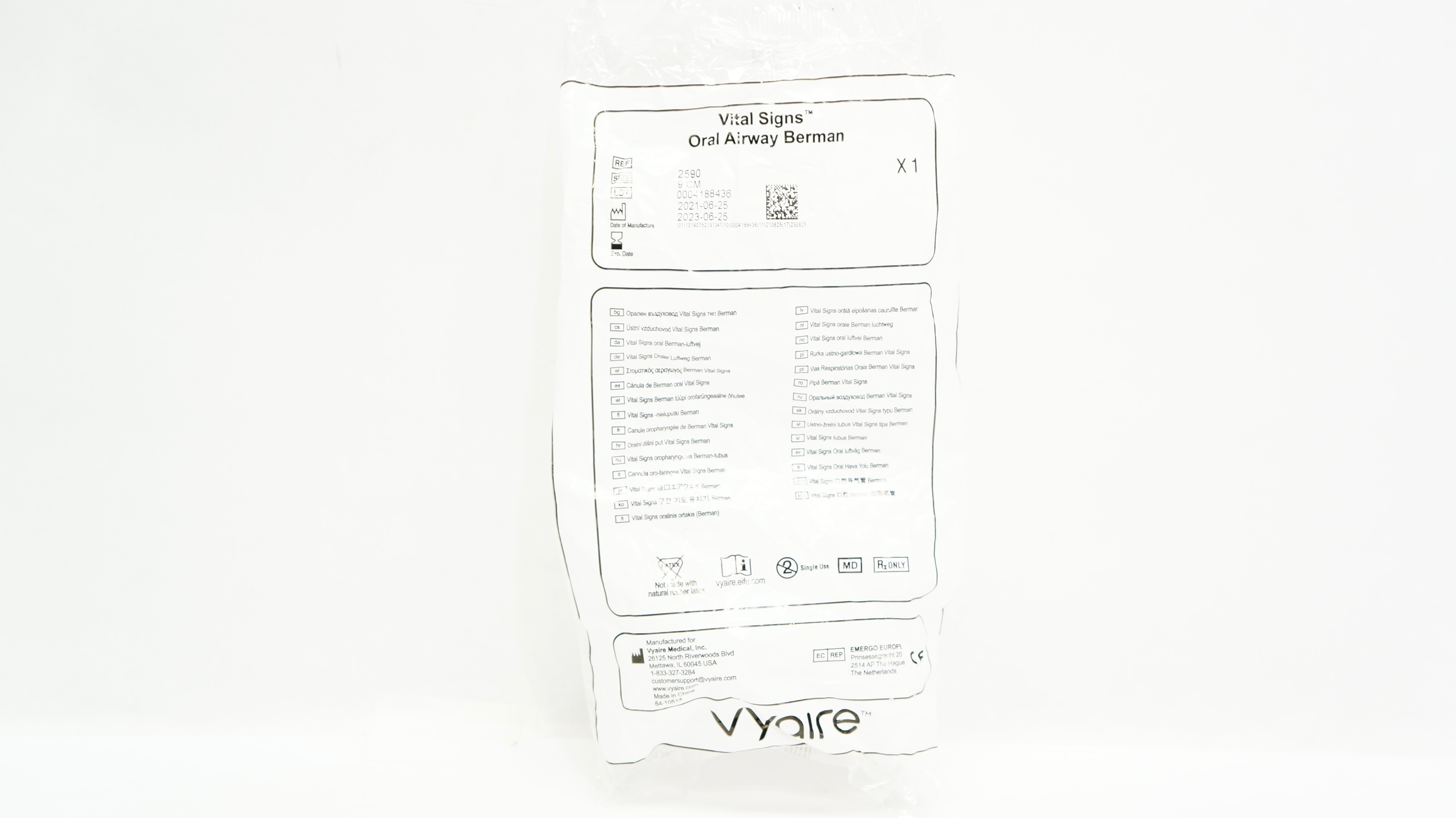 Vyaire 2590 Vital Signs Oral Airway Berman 9cm (x)