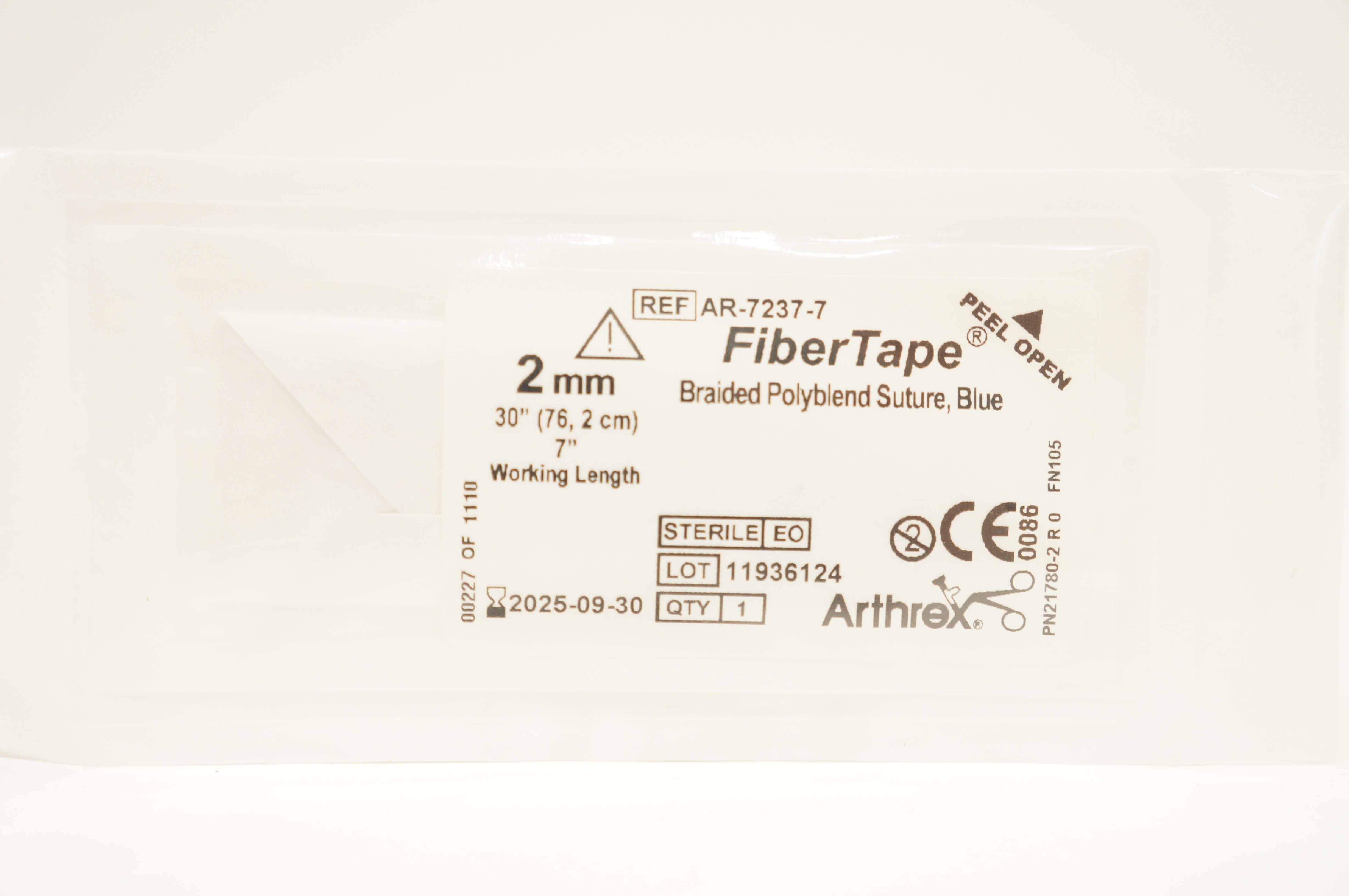 Arthrex AR-7237-7 FiberTape Braided Polyblend Stre, Blue 2mm x 30 inch x 7inch