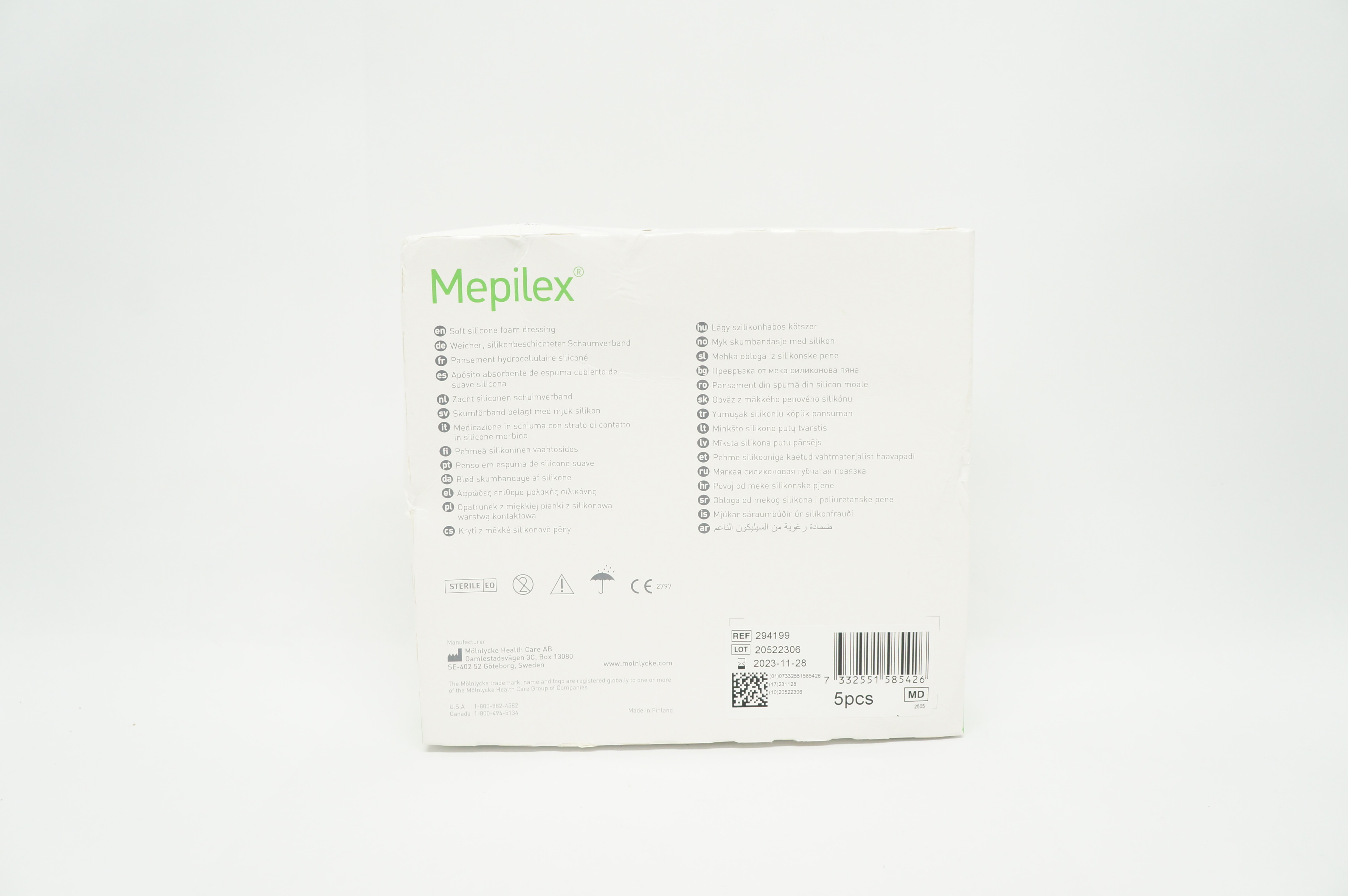 294199 Mölnlycke 294199 Mepilex Soft Silicone Foam Dressing 4inch x 4inch ...