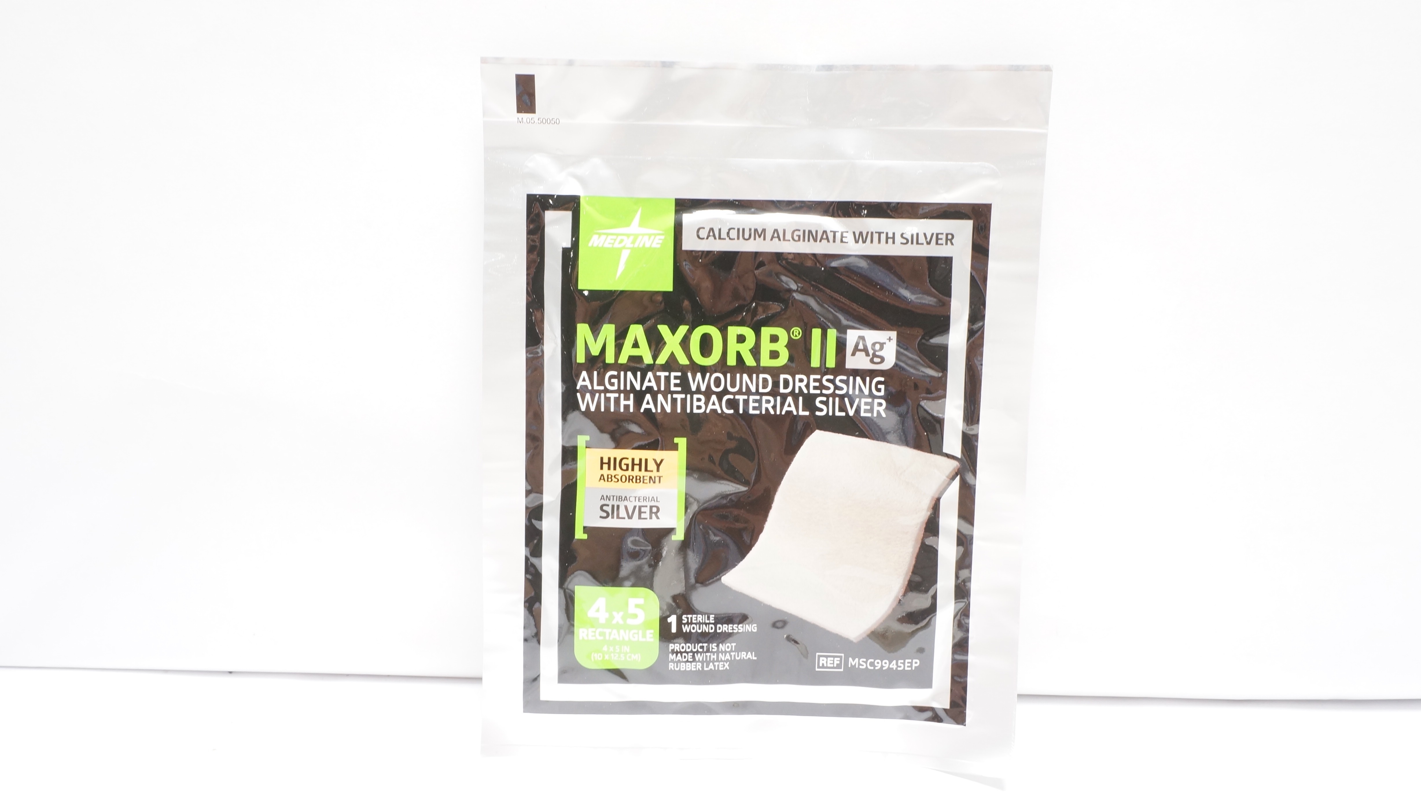 Medline MSC9945EP Maxorb II Alginate Wound Dressing W/Silver 4 x 5Inch