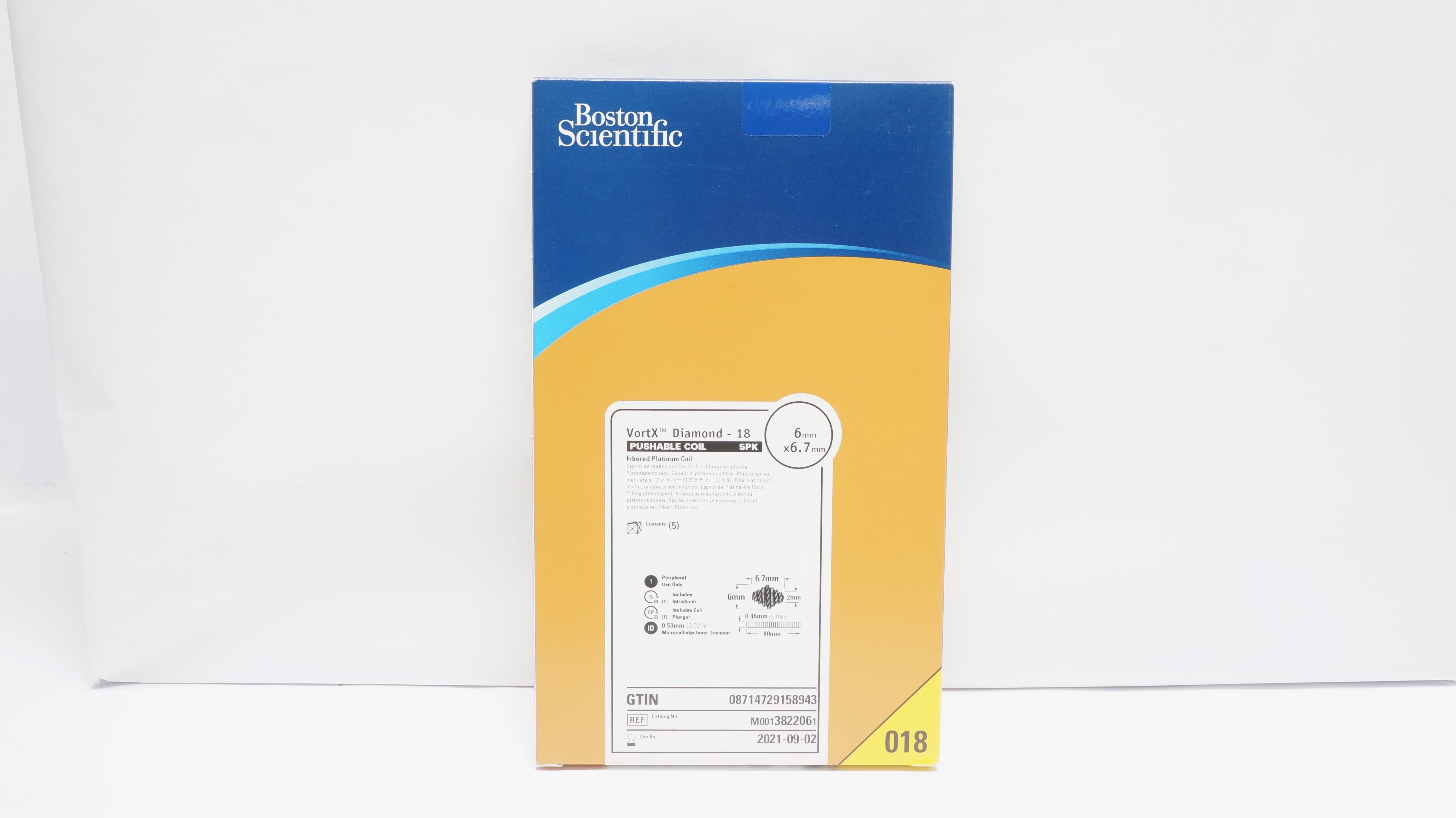 Boston Scientific M0013822061 VortX Fibered Platinum Coil 6 x 6.7mm(x)-Box of 4