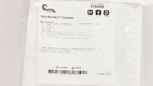 Bard 3165355 Poly RadPICC Catheter Single Lumen 5F x 70cm