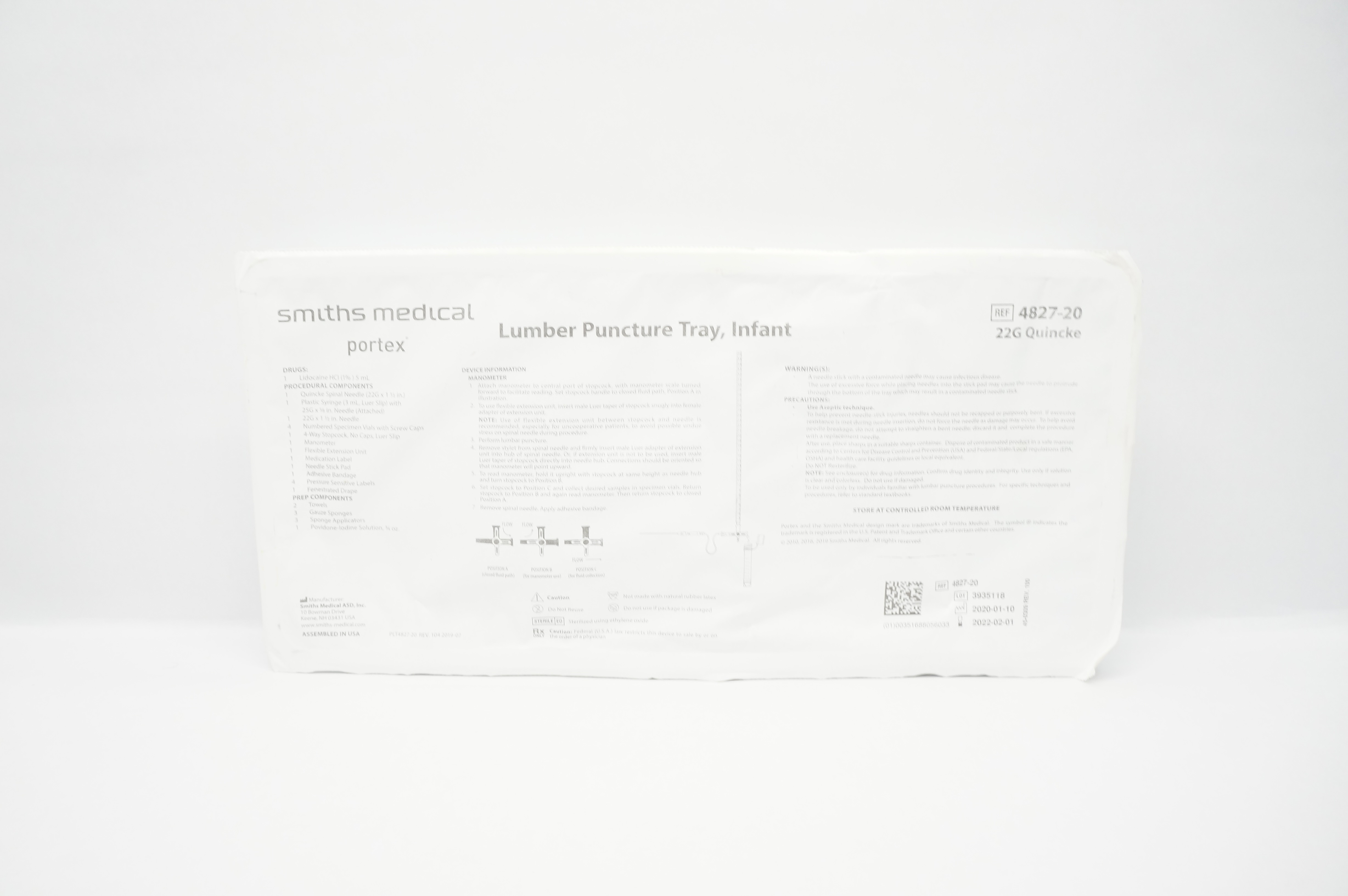 Smiths Medical 4827-20 Portex Lumbar Puncture Infant 22G Quincke (x)