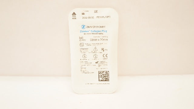 Zimmer 0102Z Collagen Plug Absorbable Wound Dressing 10mm x 20mm (x)