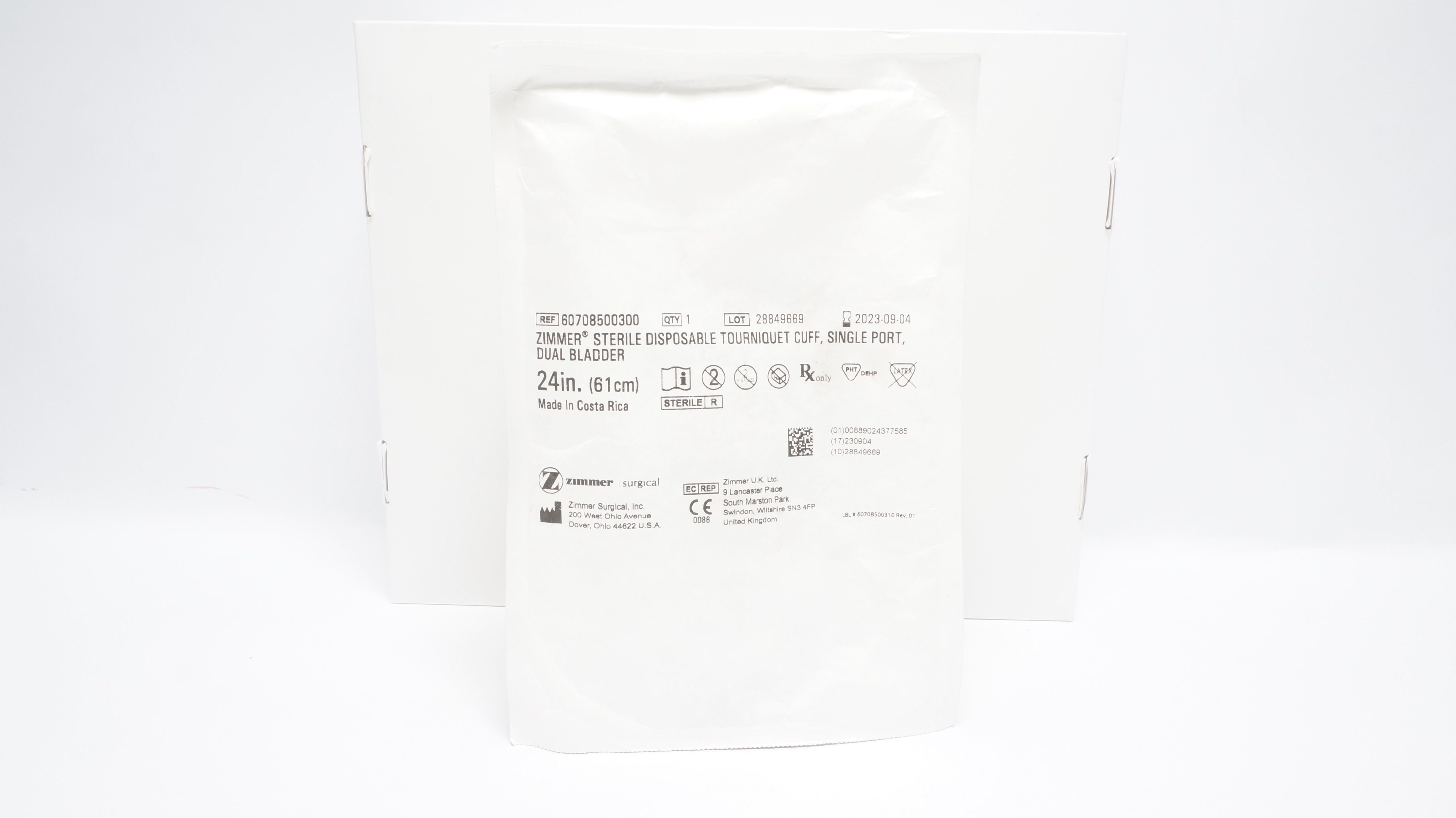 Zimmer 60708500300 Sterile Disposable Tourniquet Cuff, Single Port, 24inch (x)