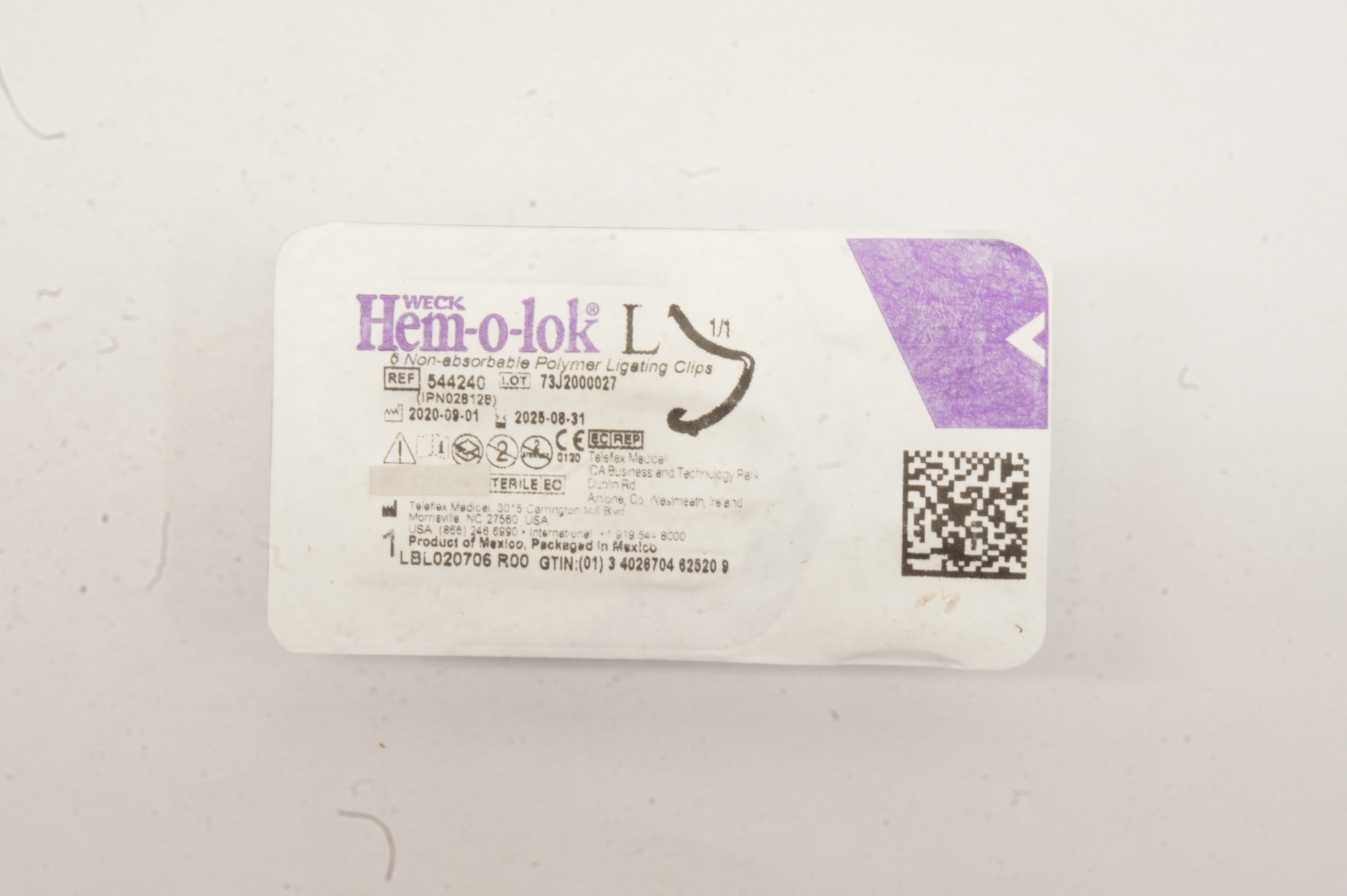 Teleflex 544240 Weck Hem-o-lok 6 Non-Absorbable Polymer Ligating Clips Large