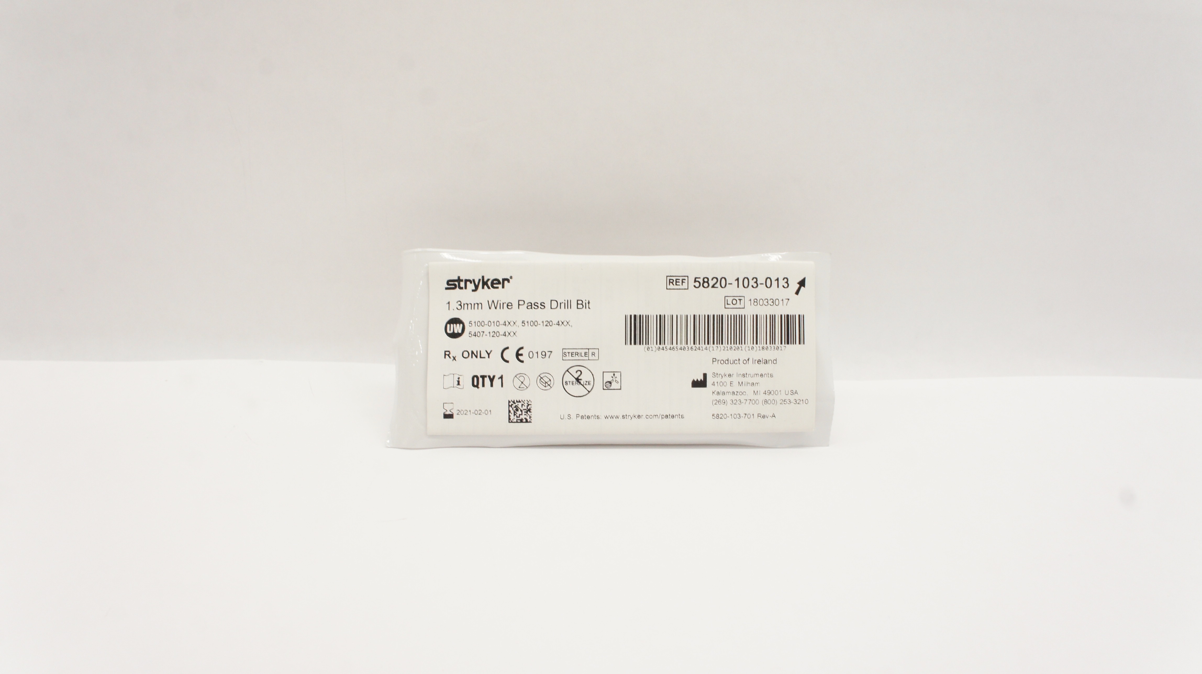 Stryker 5820-103-013 1.3mm Wire Pass Drill Bit (x)