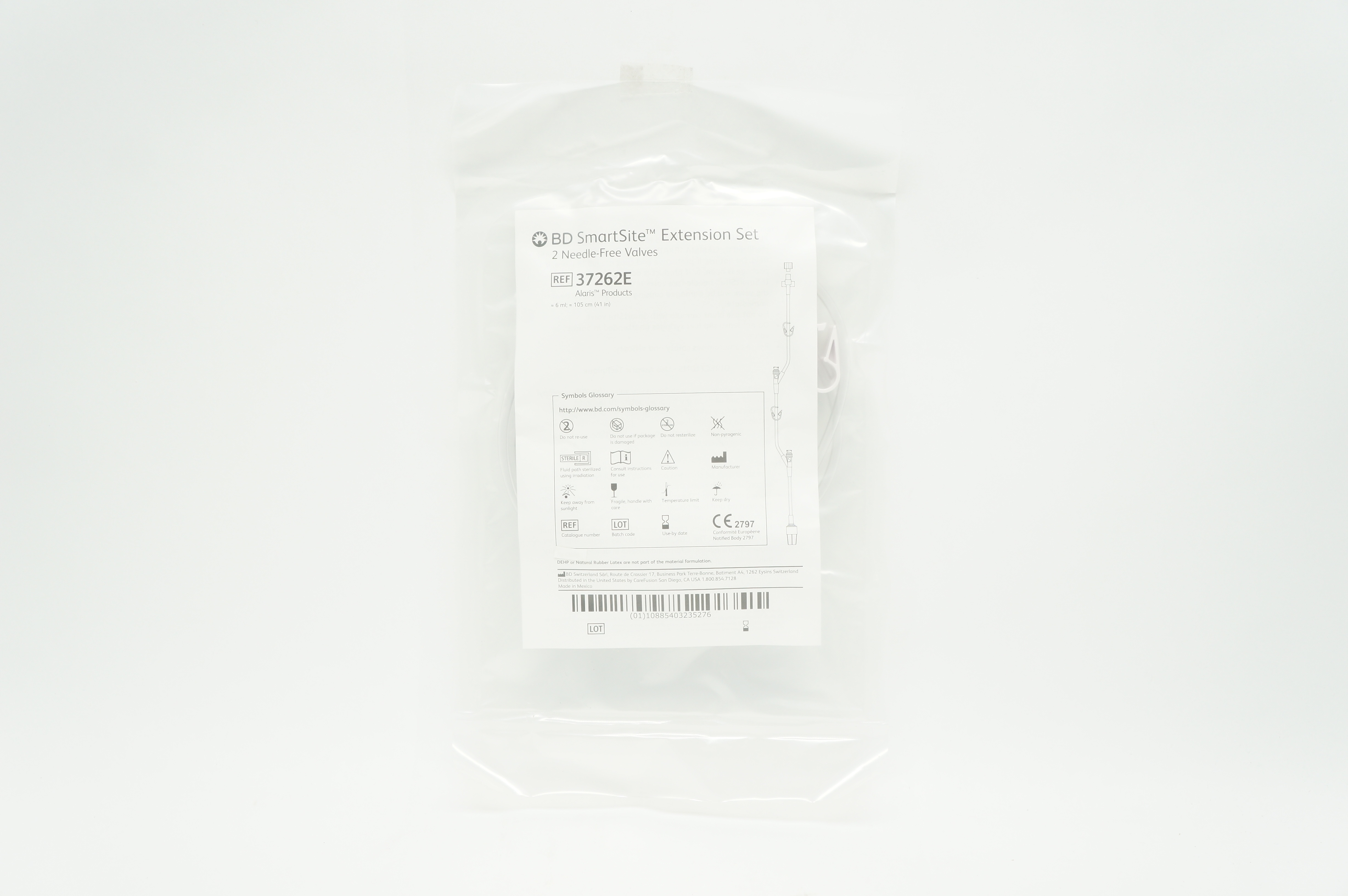 BD 37262E SmartSite Extension Set 2-Ndle Free Valves 6ml 41 inch