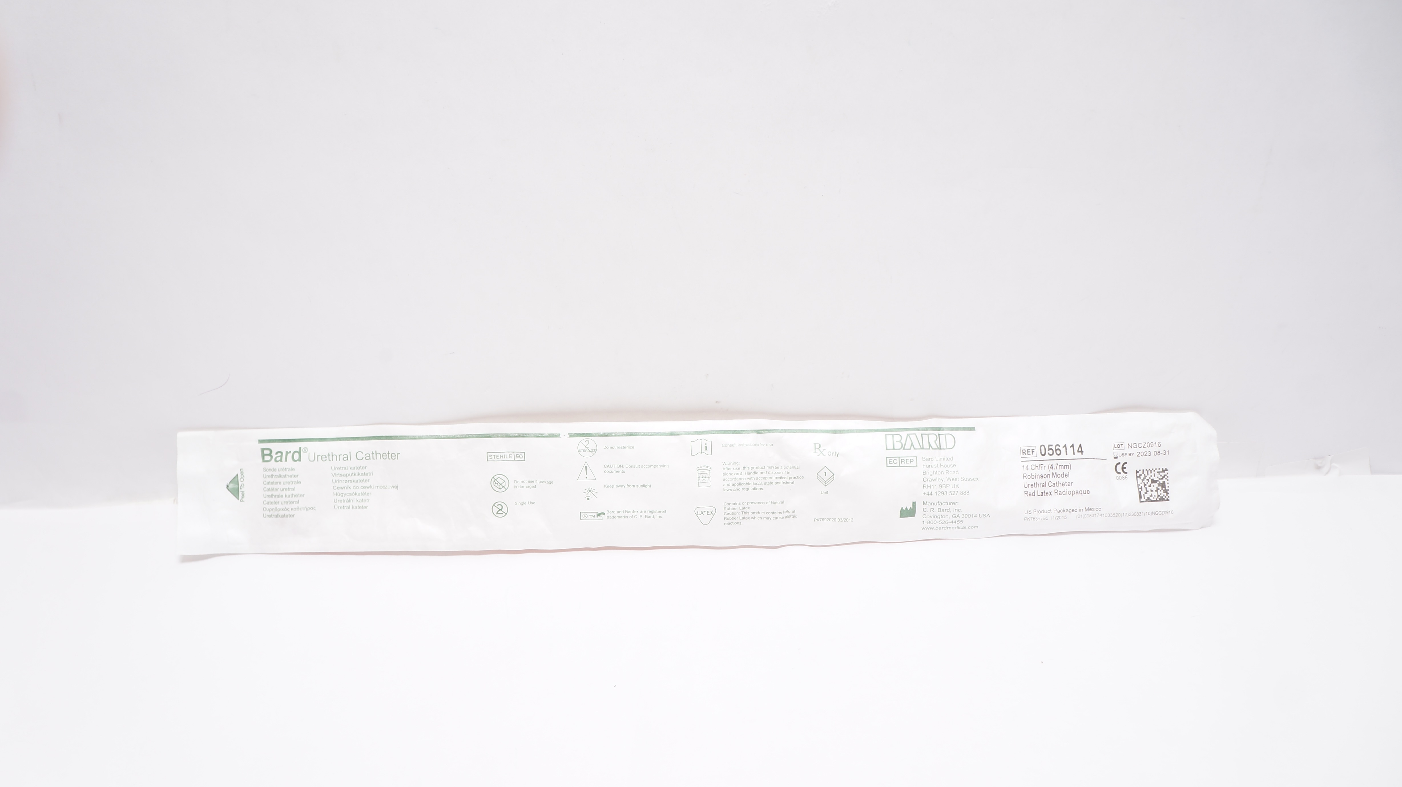 Bard 056114 Urethral Catheter 14Ch/Fr Robinson Model (x)
