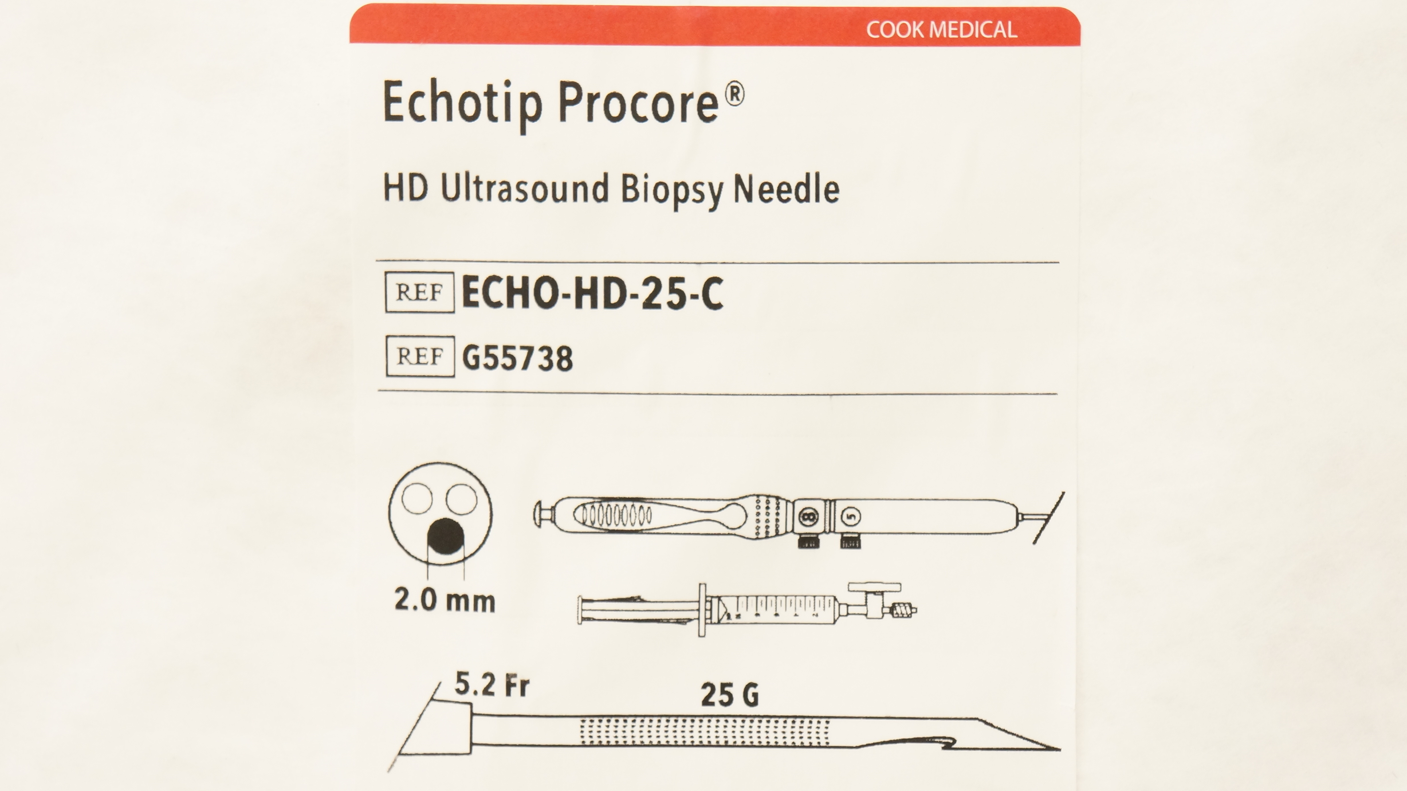 Cook Medical G55738 Echotip Procore HD Ultrasound Biopsy Ndle 2.0