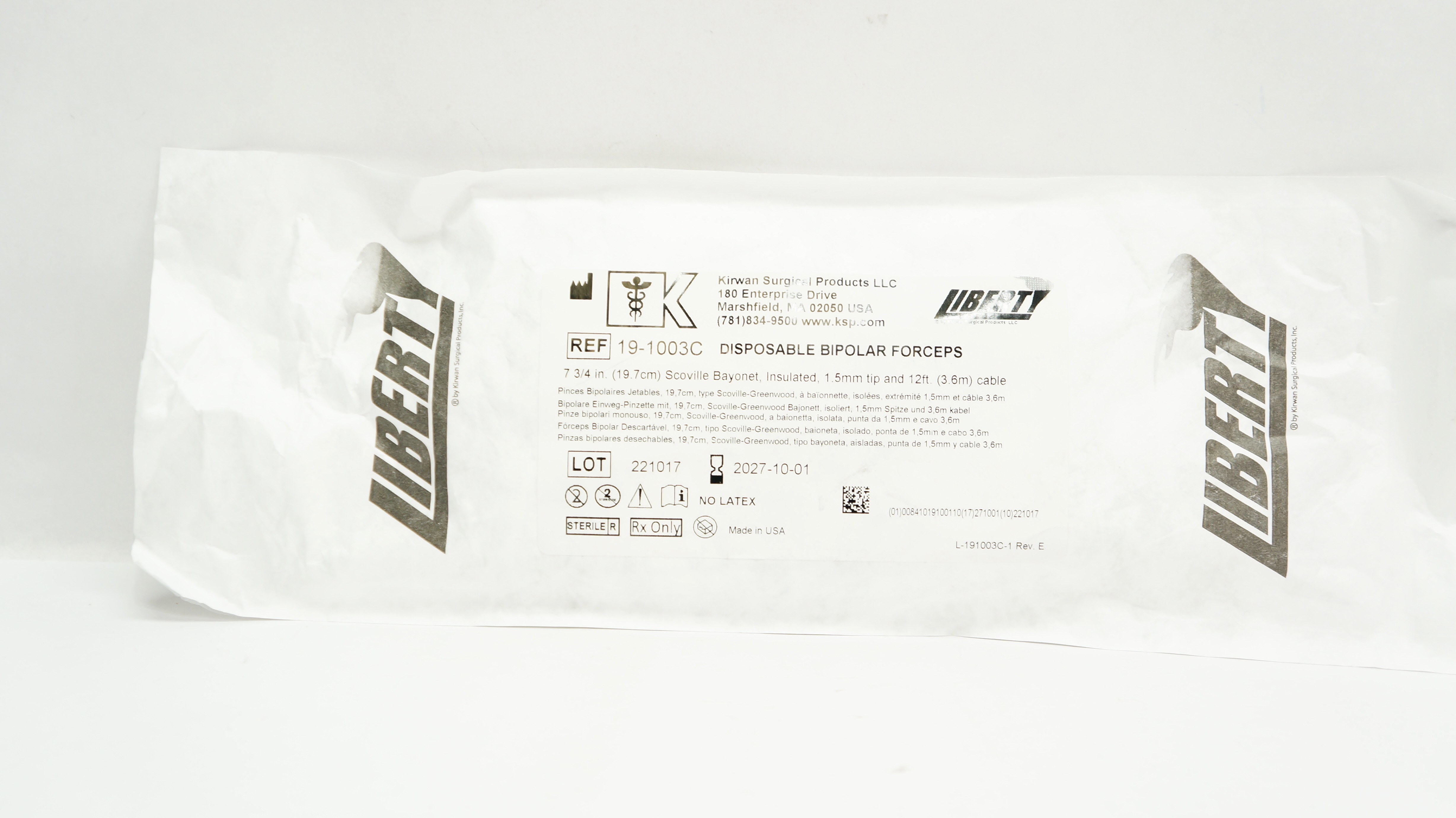 Kirwan Surgical 19-1003C Disposable Bipolar Forceps 7-3/4 inch