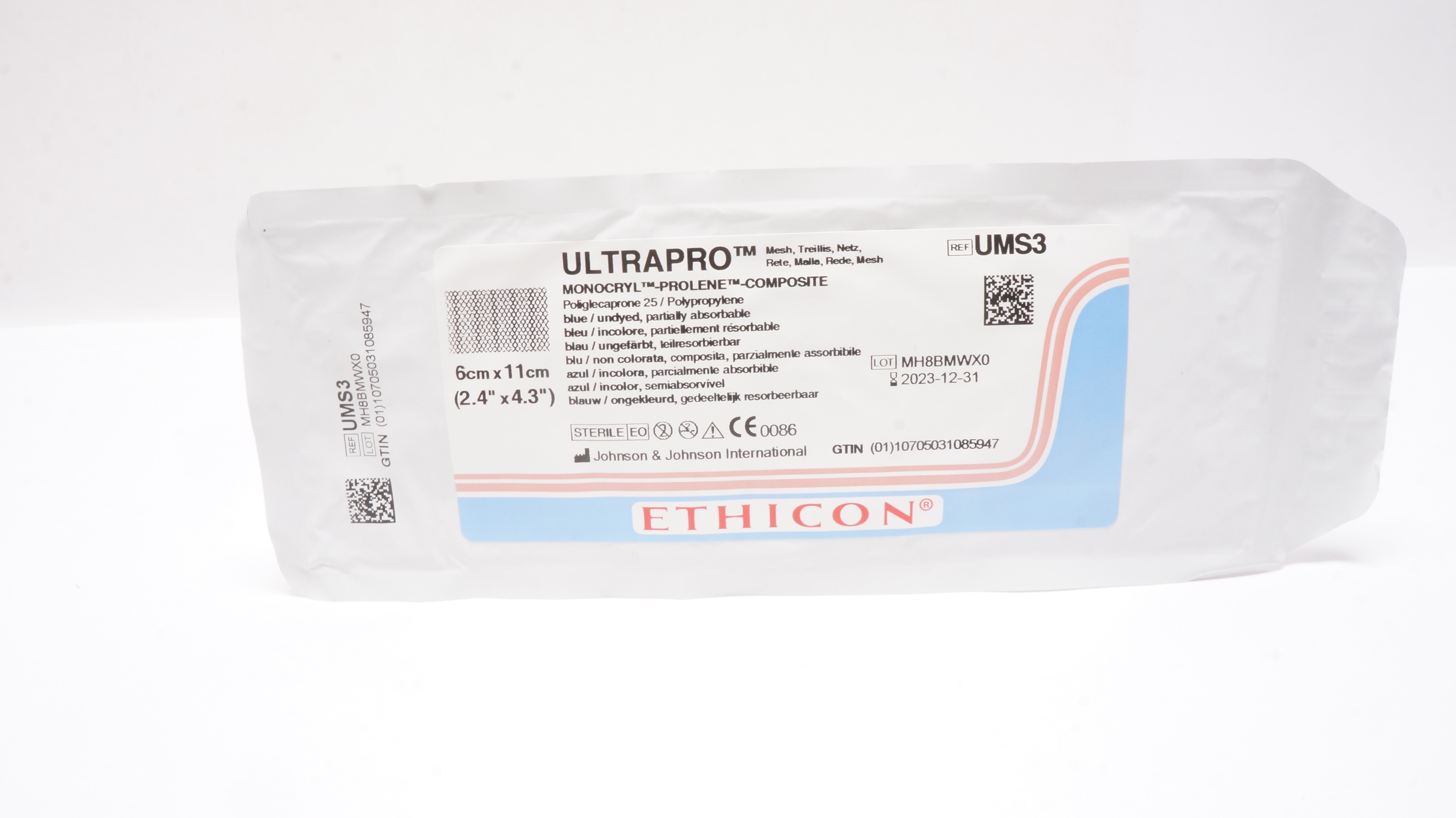 Ethicon UMS3 Ultrapro Monocryl Prolene Composite 2.4 x 4.3inch