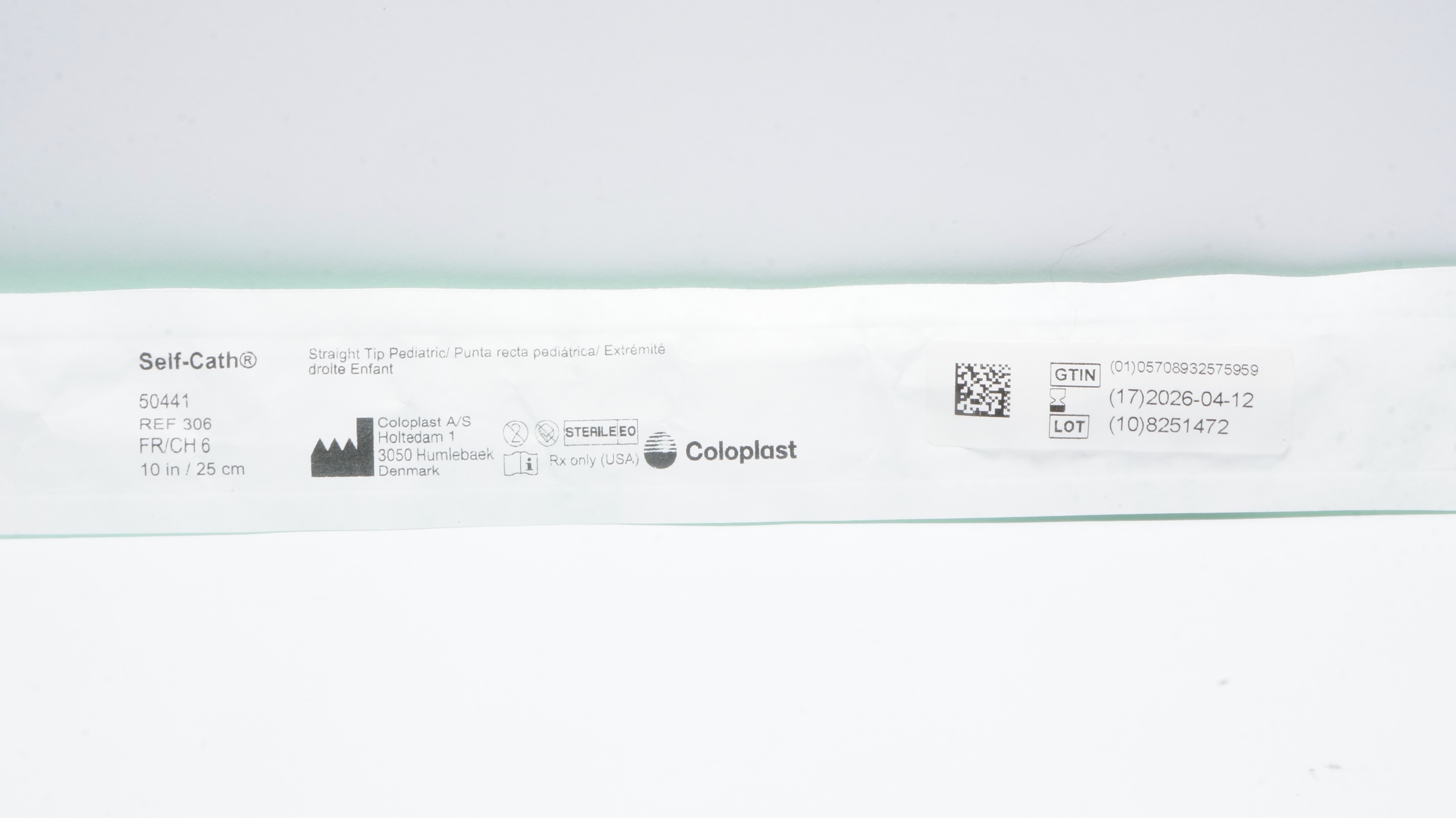 Coloplast 50441 Self-Cath Sterile Pediatric Cath. Straight Tip 6Ch/Fr x 10inch