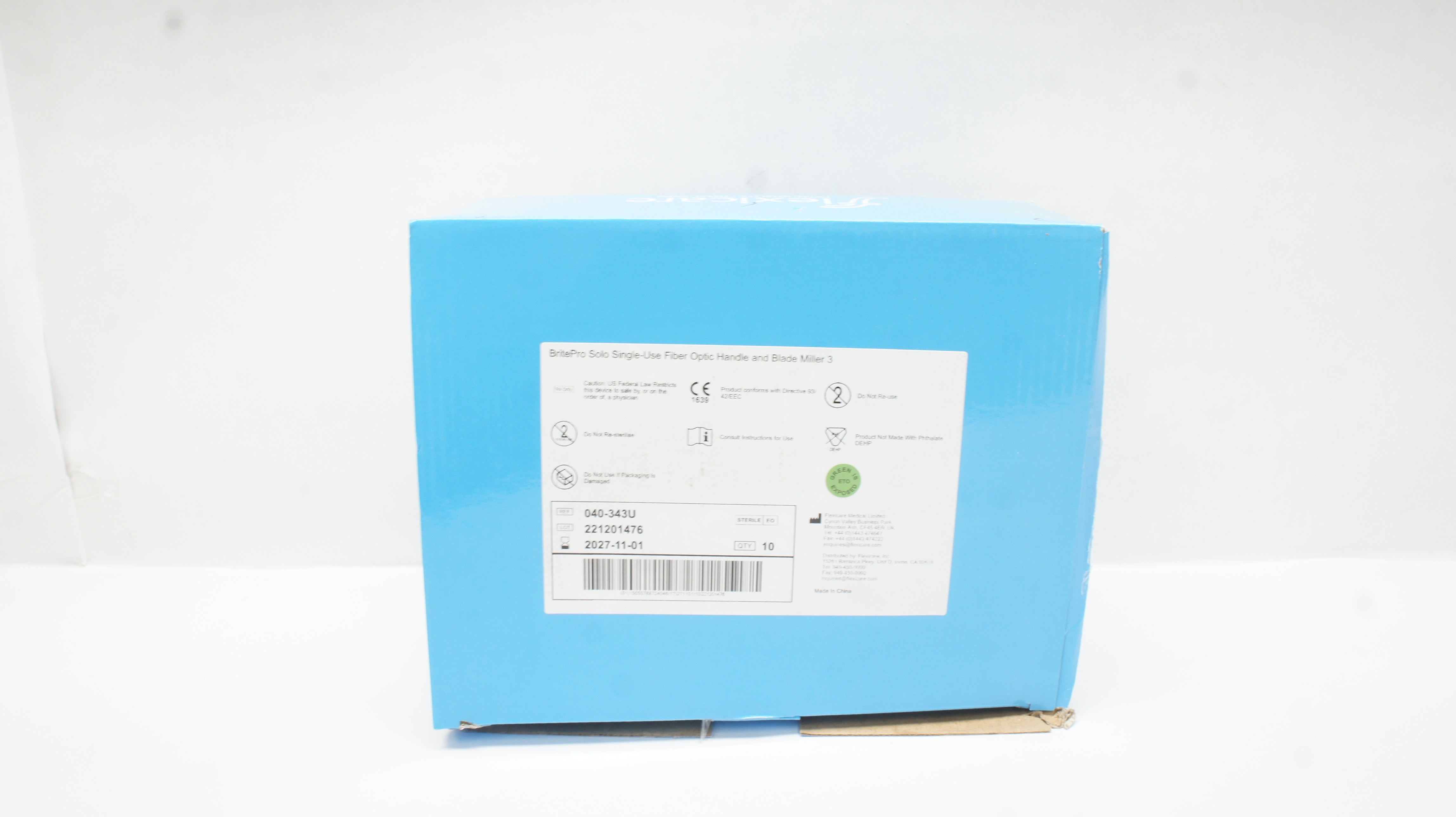 Flexicare 040-343U BritePro Solo Fiber Optic Laryngoscope Handle - Box of 9