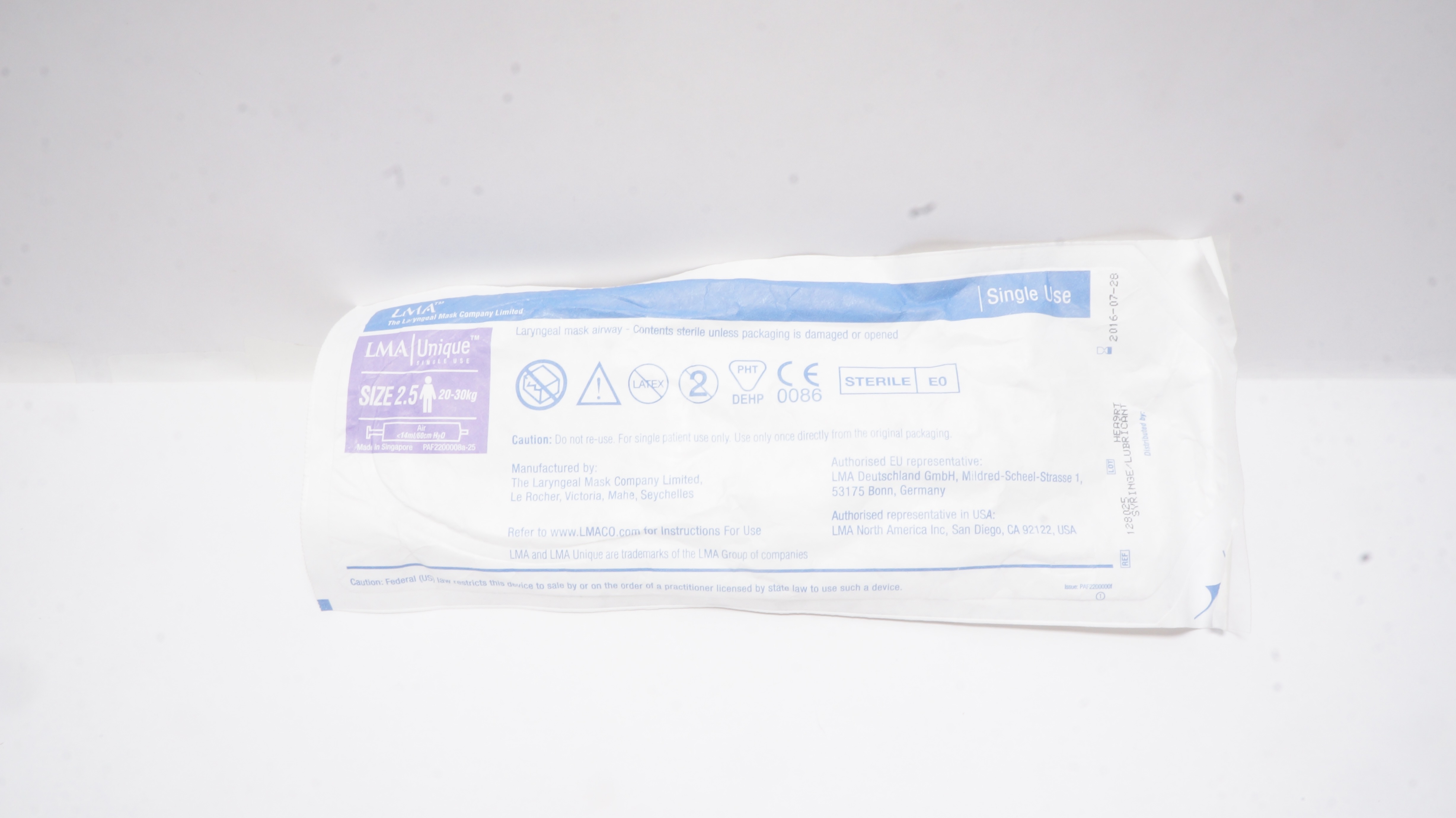 Teleflex 128025 LMA Uique Laryngeal Mask Airway 20-30kg Air<14ml/60cm H2O (x)